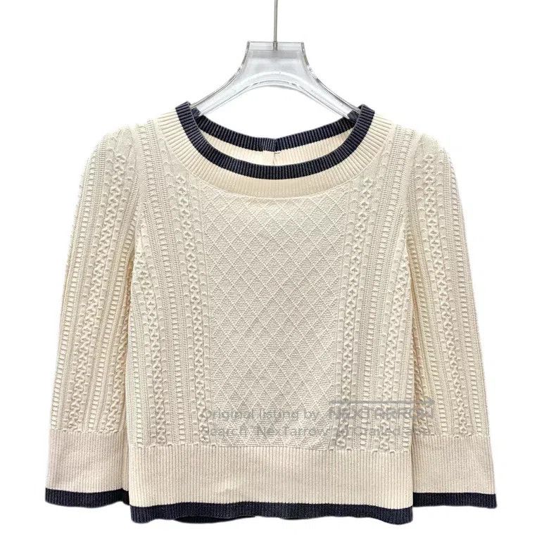 Chanel Chanel Beige jacquard cotton round-neck long-sleeved knitw Size XS / US 0-2 / IT 36-38 - 1 Thumbnail