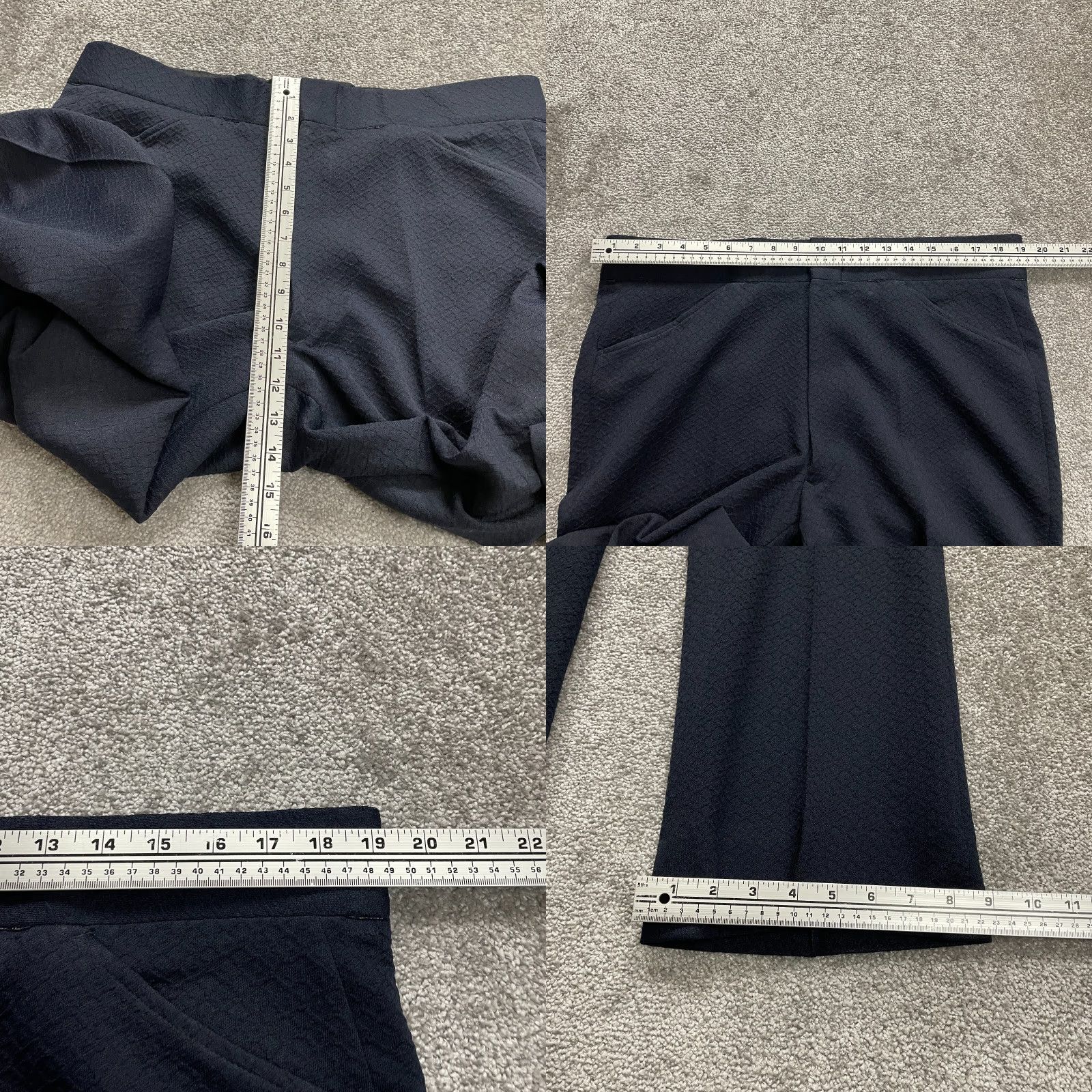 Vintage Unbranded Pants Dress Solid Dark Blue Textured Mid Rise Trouser 38x30 Womens Size 26" / US 2 / IT 38 - 8 Thumbnail