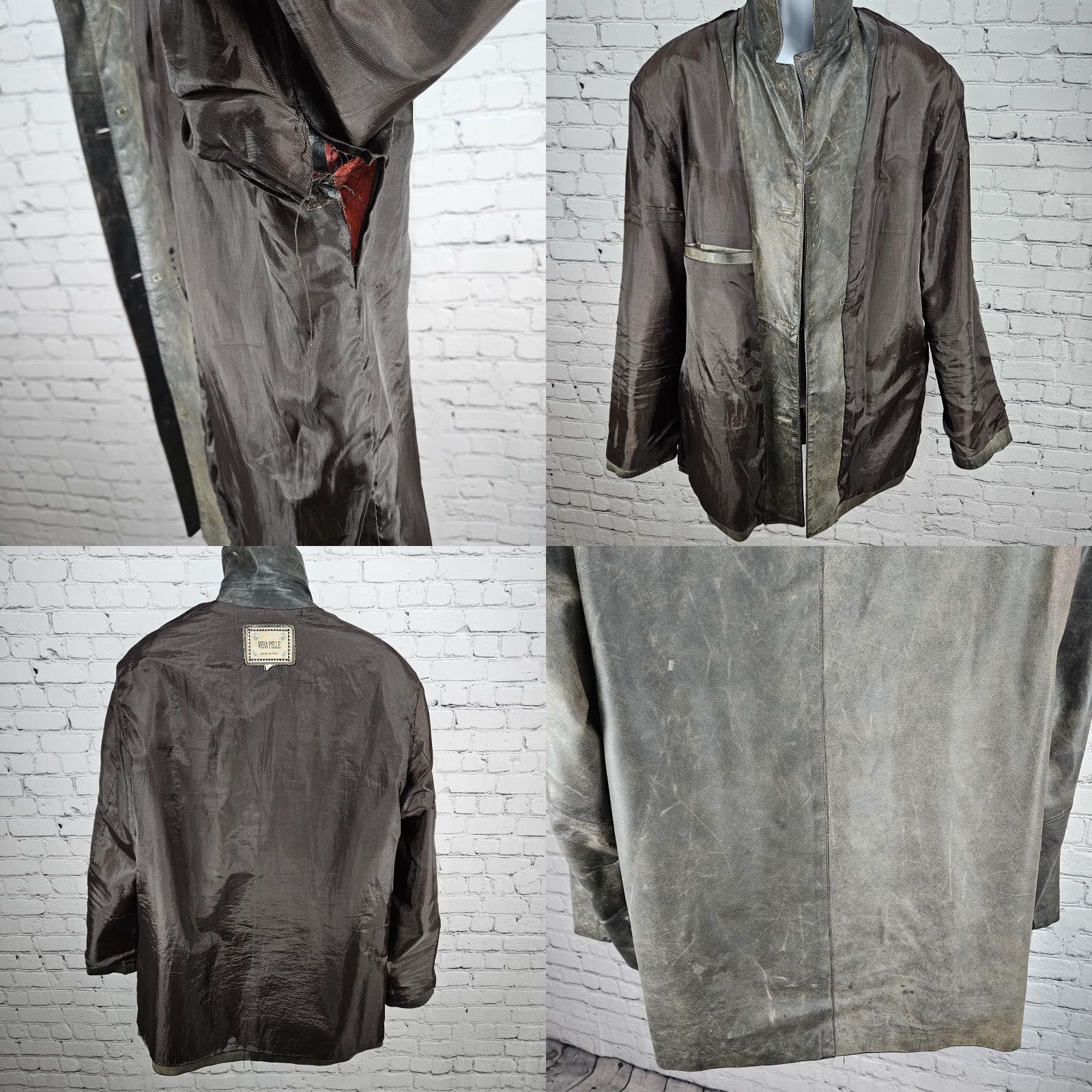 Vera Pelle Vera Pelle Leather Jacket Brown Button Pocket Lined 52 US 42 Men Vintage Italy Overcoat Casual Workwear Jacket Coat Mens Size US L / EU 52-54 / 3 - 8 Thumbnail