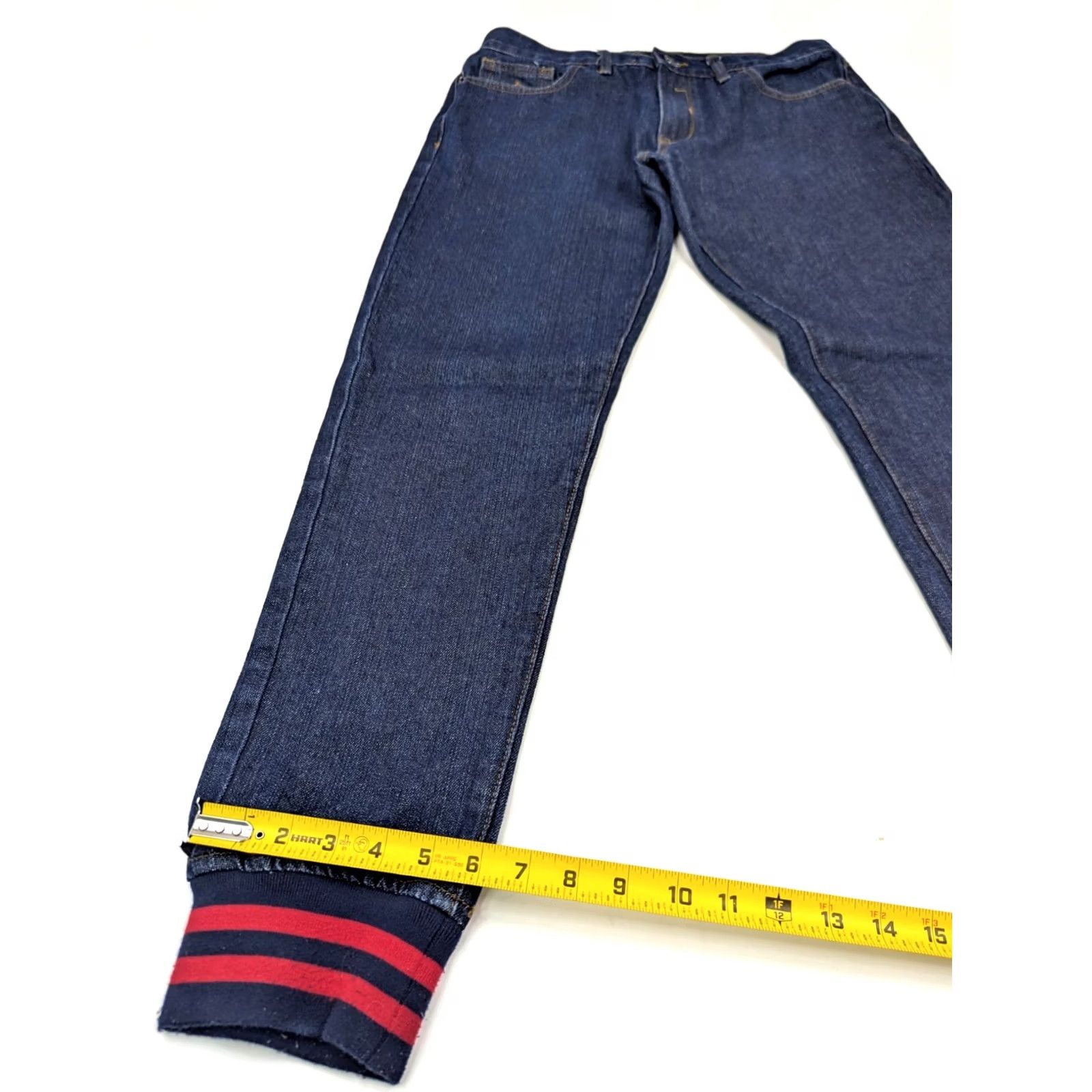 Rocawear Rocawear Denim Jeans Straight 34x33 Deep Indigo Blue w Red Stripe End Cuffs Men Rocawear Brooklyn's Own Regular Rise 5-Pocket Denim Size US 34 / EU 50 - 3 Thumbnail