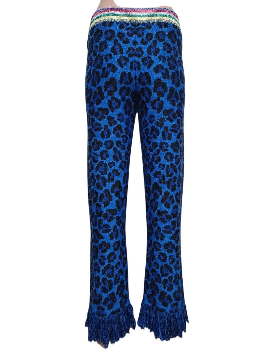 Alanui ALANUI Virgin Wool Blue Leopard Print Pants Sz XS Size 25" / US 0 / IT 36 - 5 Thumbnail