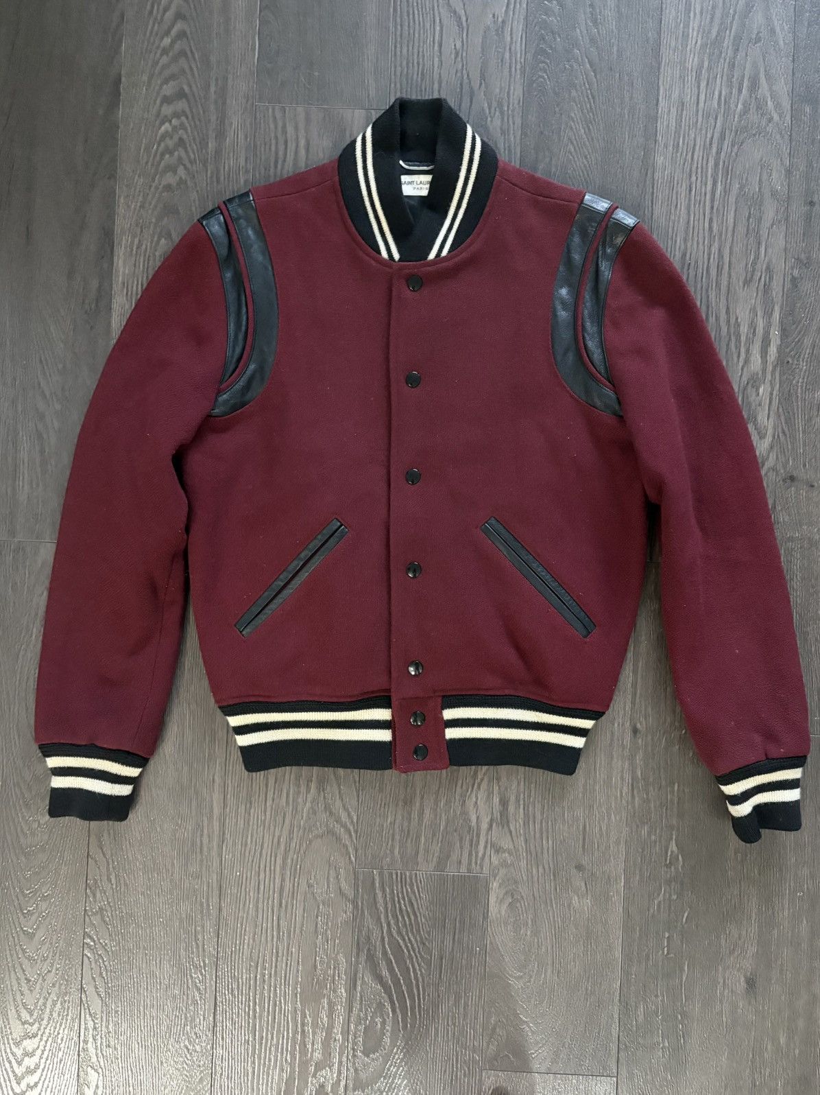 Ysl Teddy Jacket Maroon Yves Saint Saint Laurent Teddy Burgundy