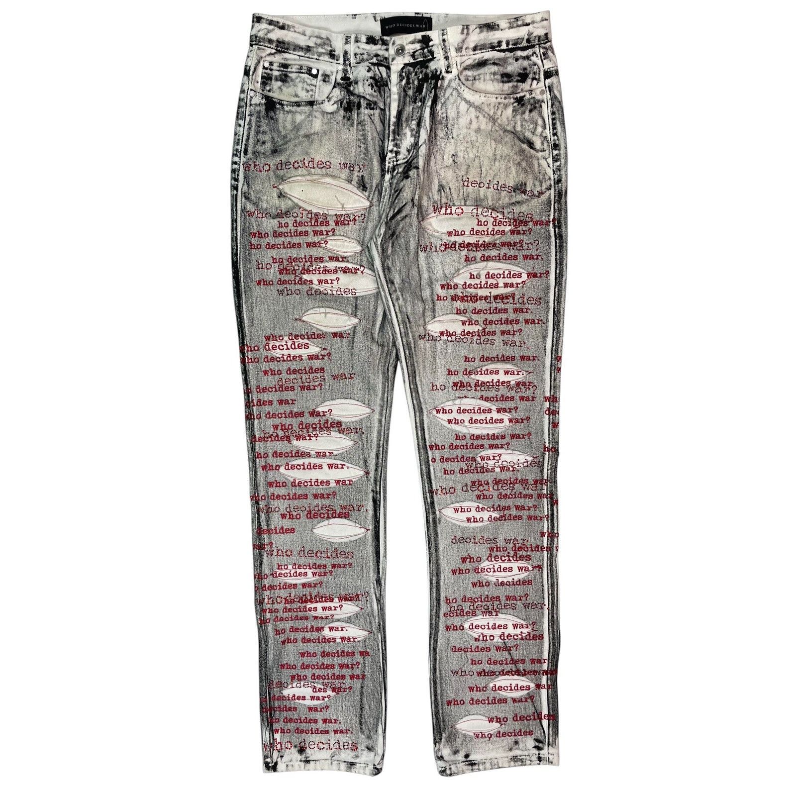 Who Decides War WDW Stripture White & Red Denim Size US 34 / EU 50 - 1 Thumbnail