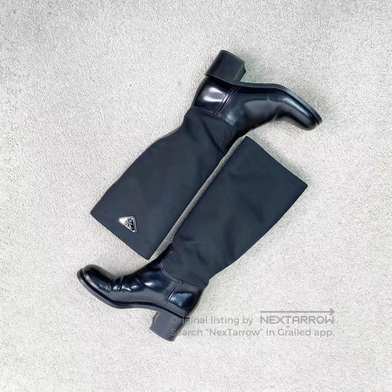 Prada Prada Triangle black shiny boots| Size US 7 / IT 37 - 3 Thumbnail