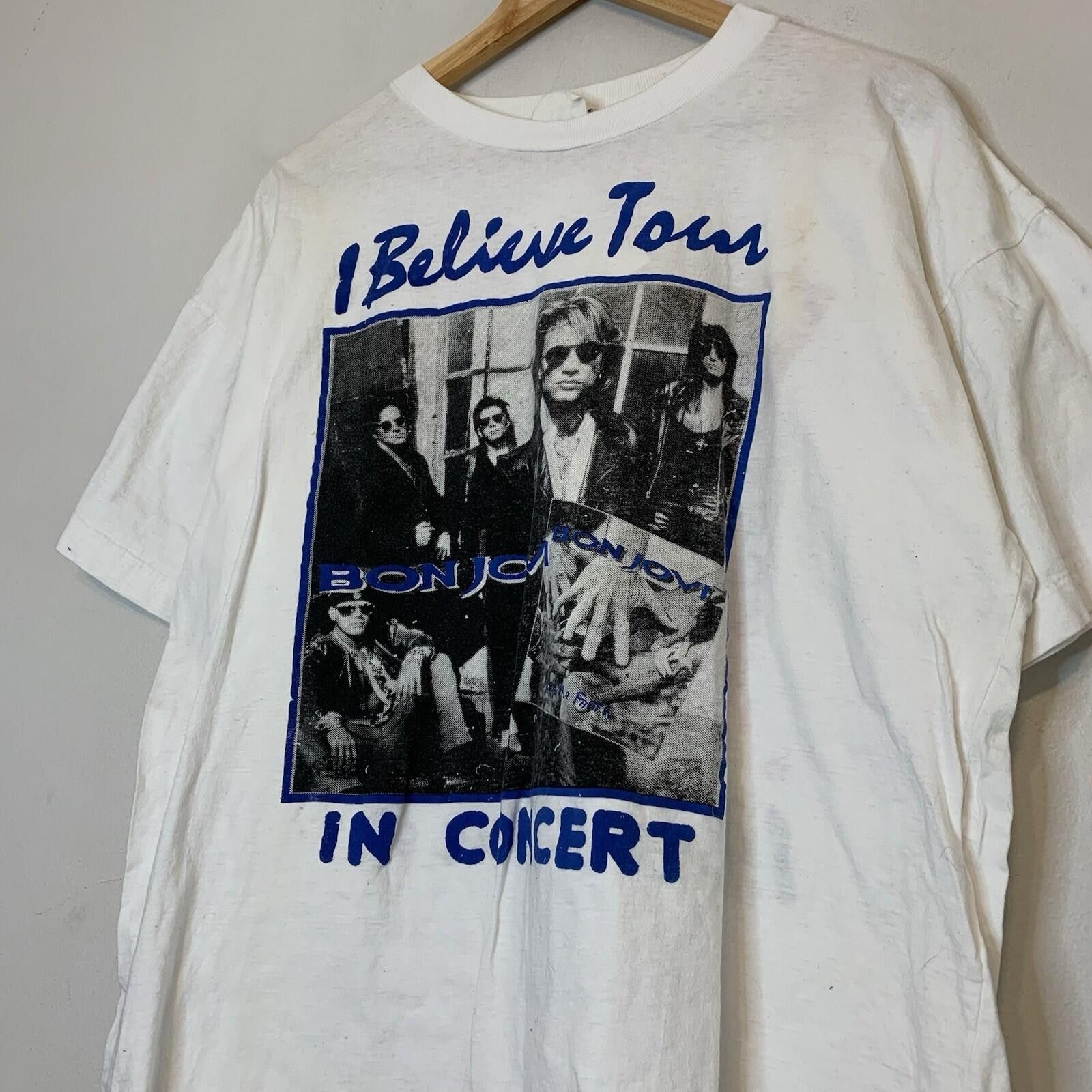 Vintage Vintage 1993 Bon Jovi I Believe Tour Shirt White Size L Size US L / EU 52-54 / 3 - 2 Thumbnail