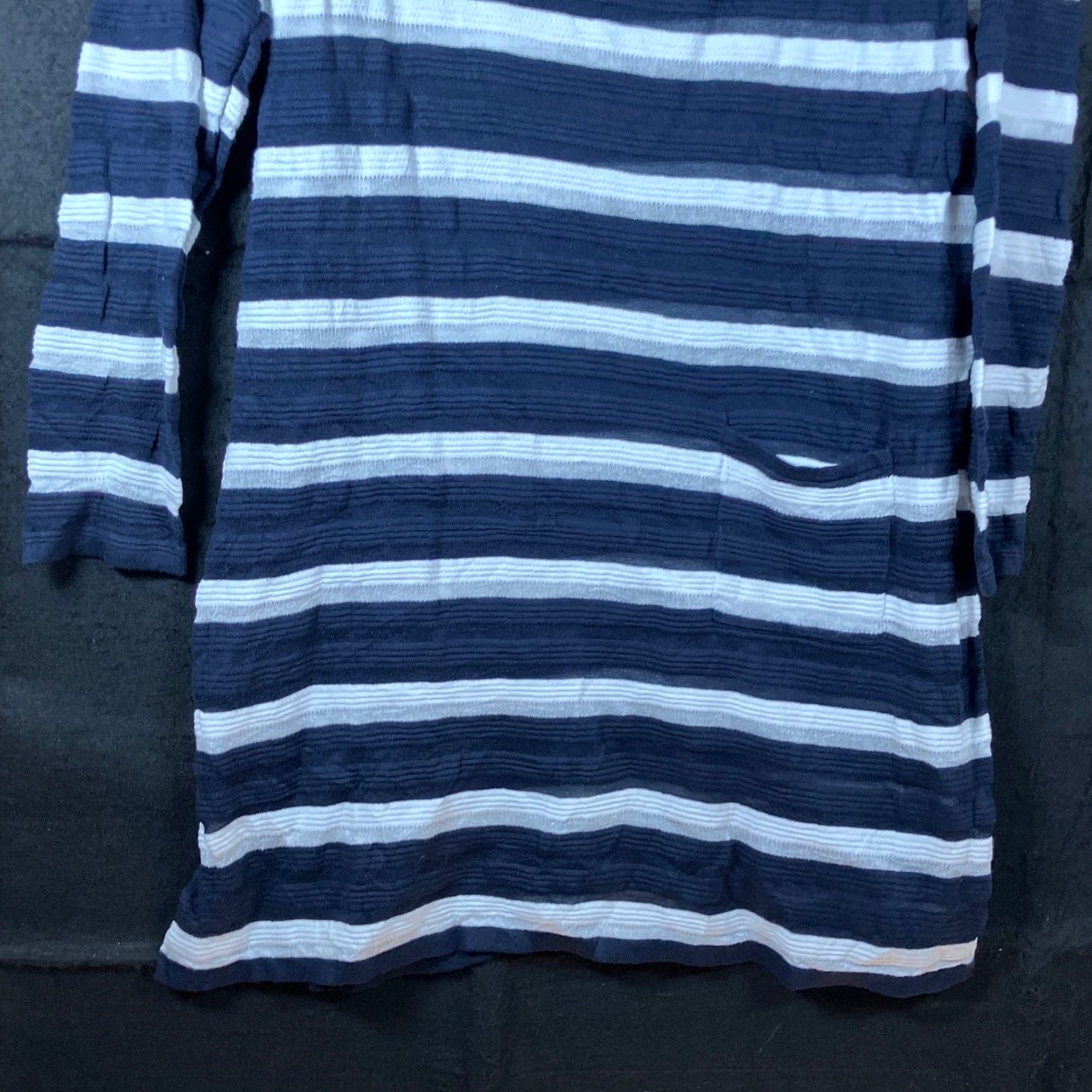 Talbots Talbots Womens Dress Navy Blue V Neck Striped Tunic Casual Pocket Stretch Large Size L / US 10 / IT 46 - 5 Thumbnail