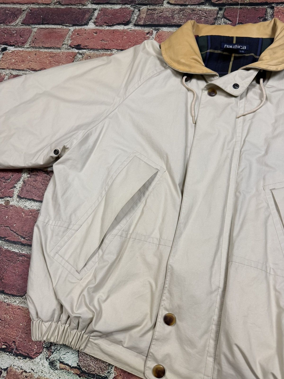 Nautica Vintage Nautica Sailing Jacket Leather Collar Roll Hood Zip Size US L / EU 52-54 / 3 - 9 Thumbnail