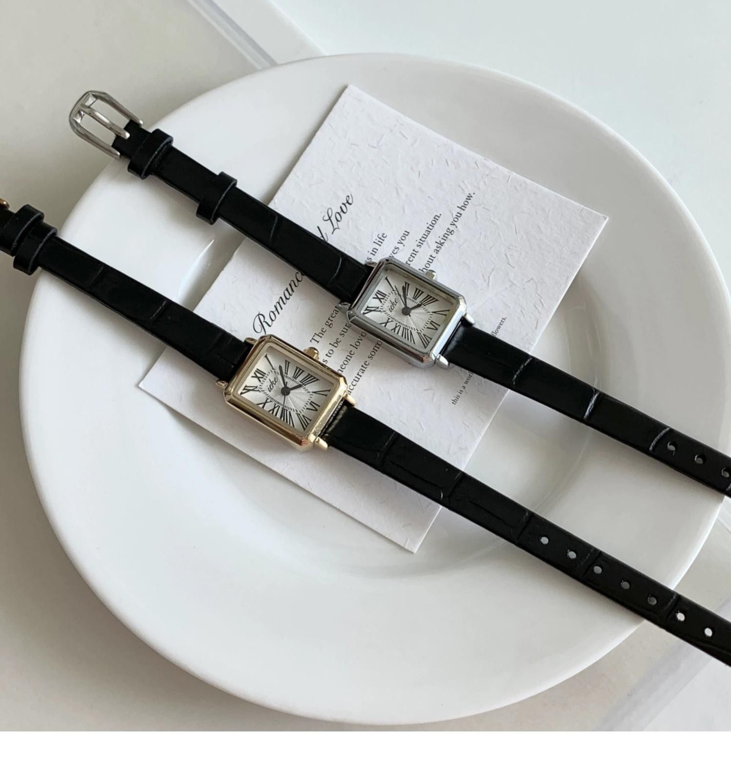 Jewelry Leather Strap Square Face Wristwatch, Classic Style Size ONE SIZE - 10 Thumbnail