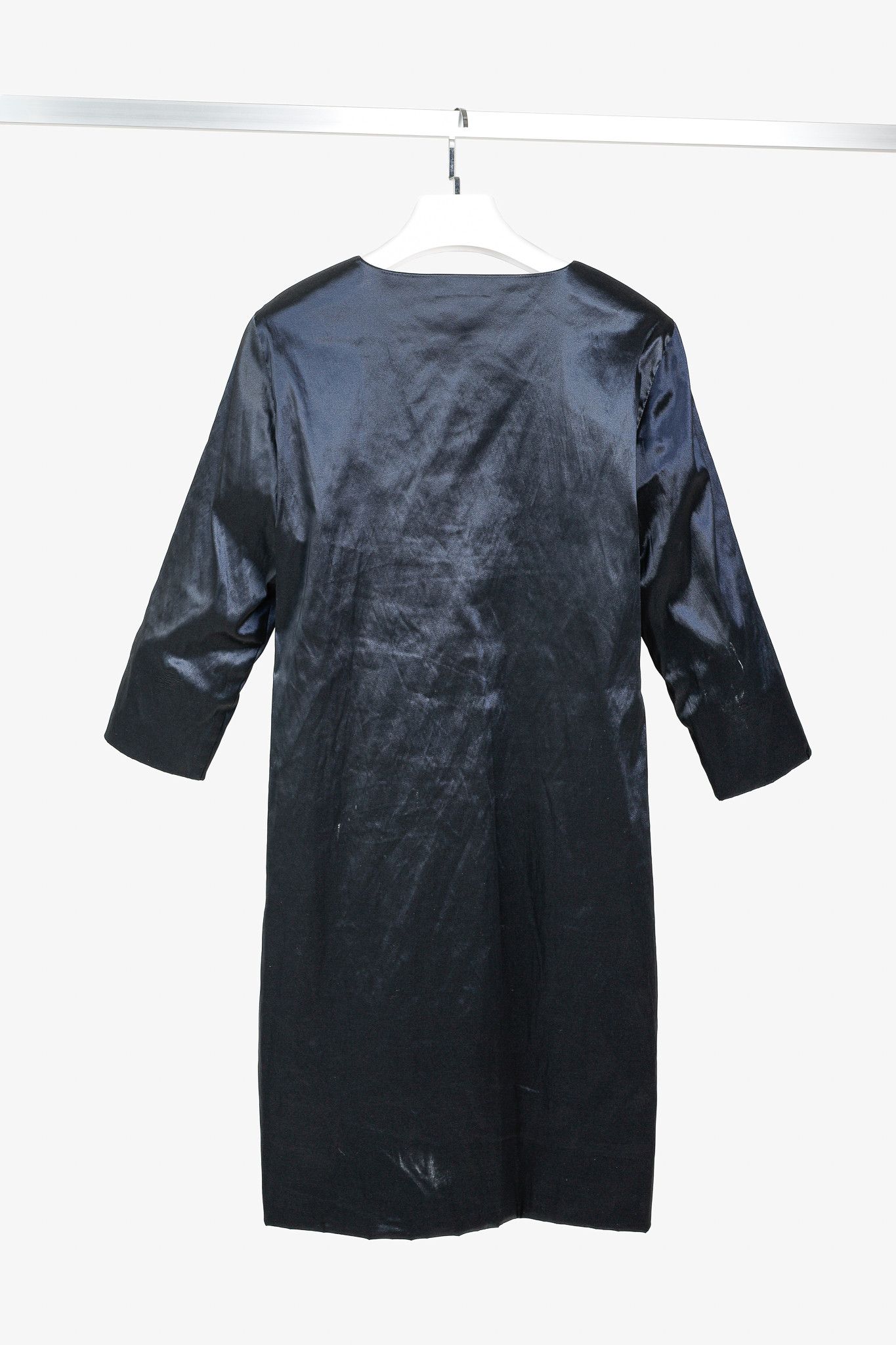 Sarah Pacini Sarah Pacini Midnight Metal Blue Stretch Size-Zip Midi Dress Size L / US 10 / IT 46 - 2 Thumbnail