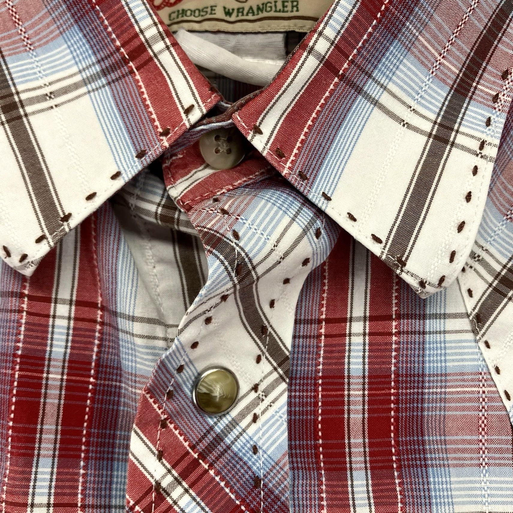 Wrangler VINTAGE Wrangler Shirt Mens Large Red Plaid Pearl Snap Cowboy USA Western Rodeo Shirt (Button-Up, Cowboy, Retro) Mens Size US L / EU 52-54 / 3 - 5 Thumbnail