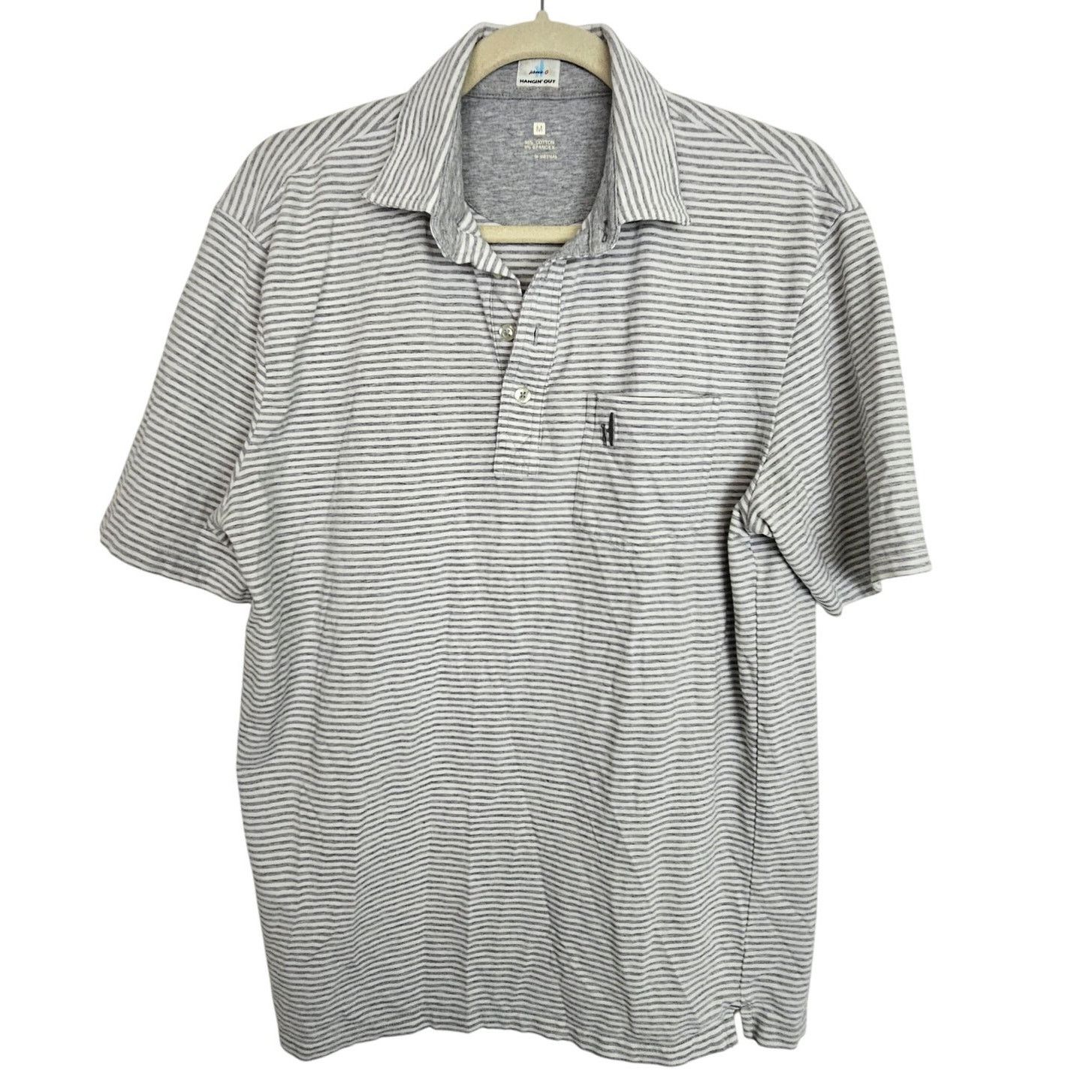 johnnie-O Johnnie-O Polo Shirt Gray White Striped Short Sleeve M Size US M / EU 48-50 / 2 - 1 Thumbnail