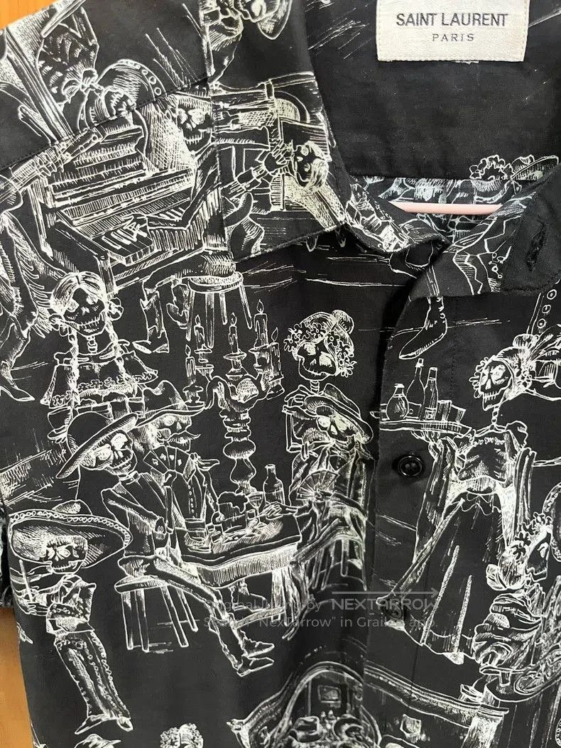 Saint Laurent Paris Saint Laurent Black Skull Short Sleeve Shirt. Size US M / EU 48-50 / 2 - 3 Thumbnail