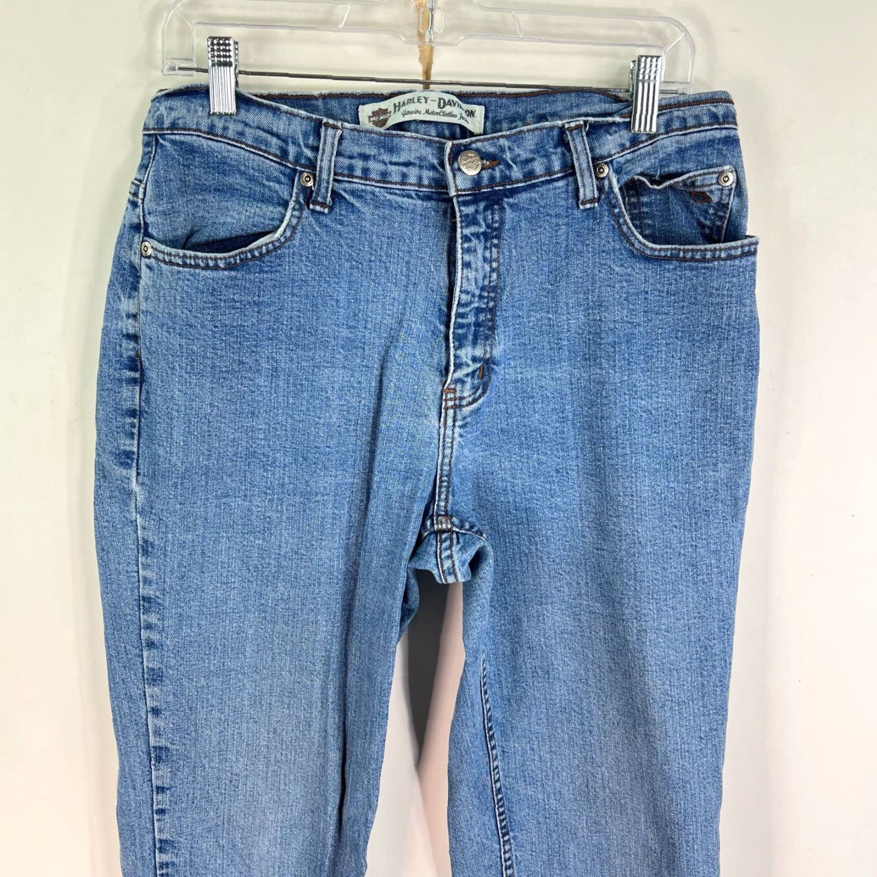 Harley Davidson Harley-Davidson Women's Straight Leg Denim Jeans Size 12 Blue Medium Wash 30x32 Biker Festival Size 34" / US 12 / IT 48 - 2 Thumbnail