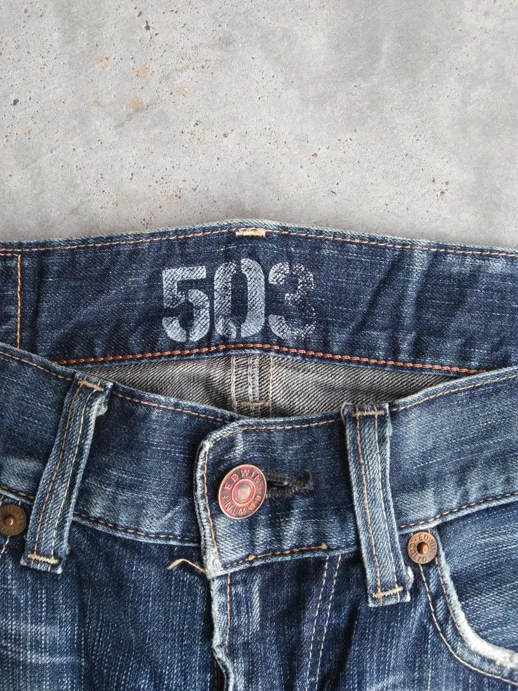 Japanese Brand Vintage Faded Blue Edwin Distressed Jeans 32x30 Size US 32 / EU 48 - 5 Thumbnail