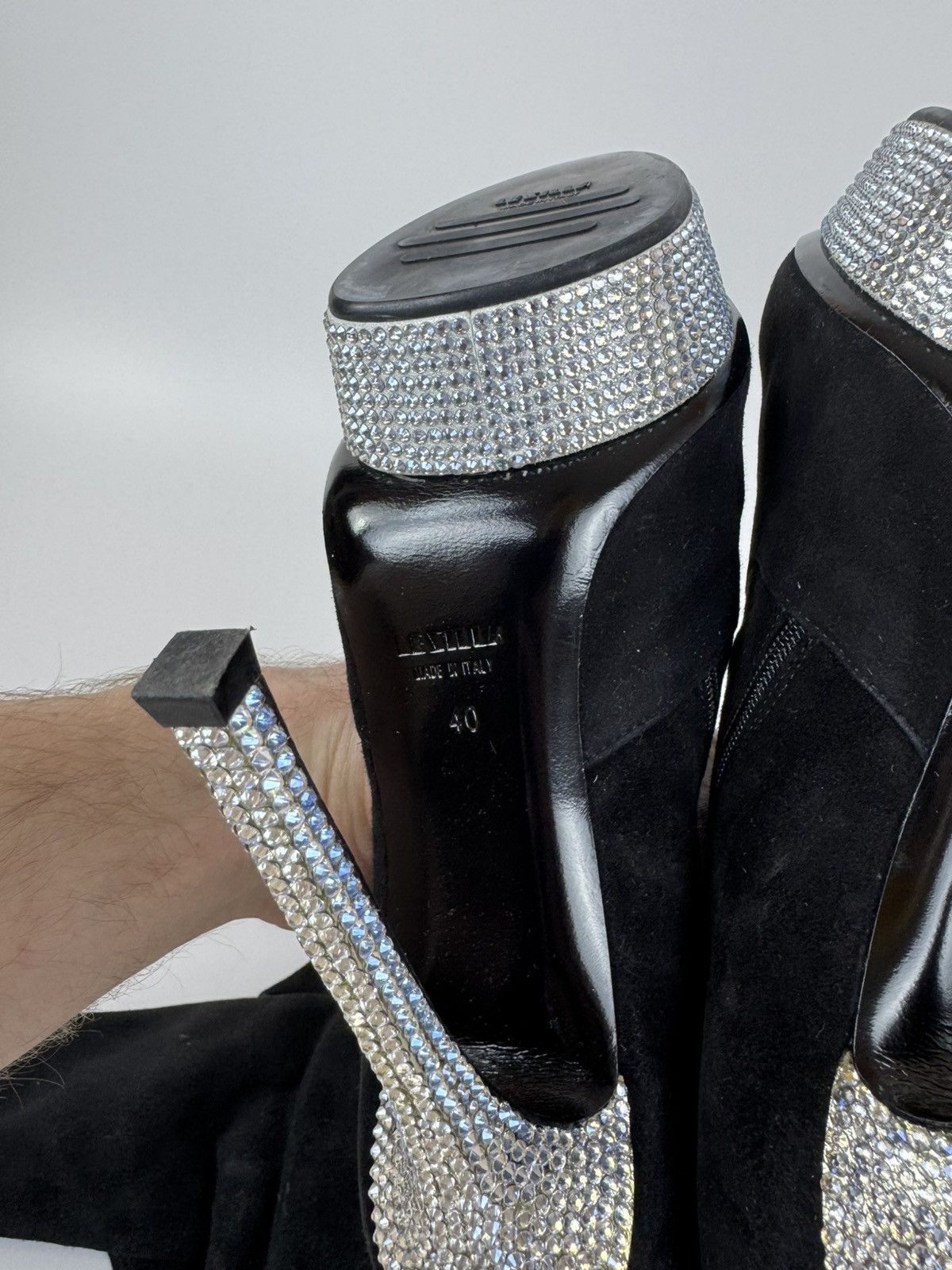 Le Silla LE SILLA HIGH HEEL BLACK SUEDE OVER THE KNEE Crystal BOOTs Size US 10 / IT 40 - 8 Thumbnail
