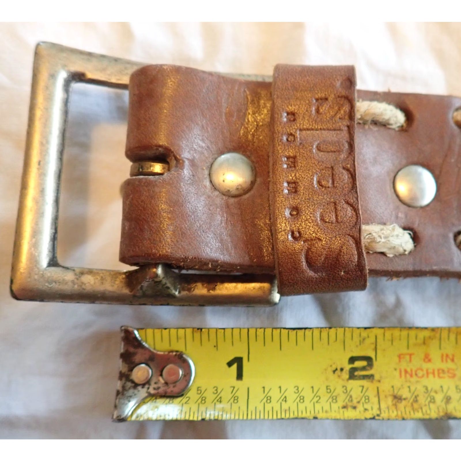 Vintage VINTAGE Common Seed Brown Cowhide Leather Belt Men Western Size 26-30 Rustic Cowboy Embossed Rope Trim Size ONE SIZE - 6 Thumbnail