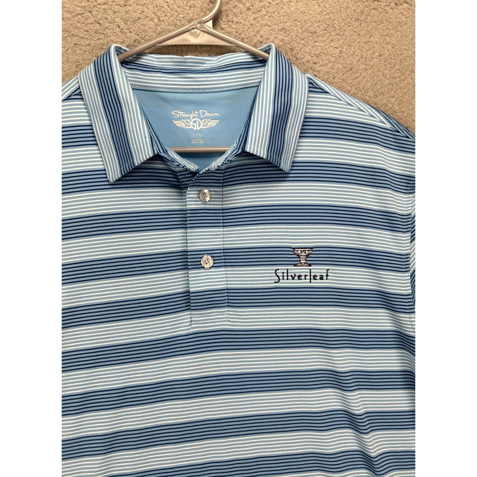 Vintage Straight Down Golf Polo Shirt Adult Large Blue Balance Stripe Short Sleeve Mens Regular Fit Size US L / EU 52-54 / 3 - 6 Thumbnail
