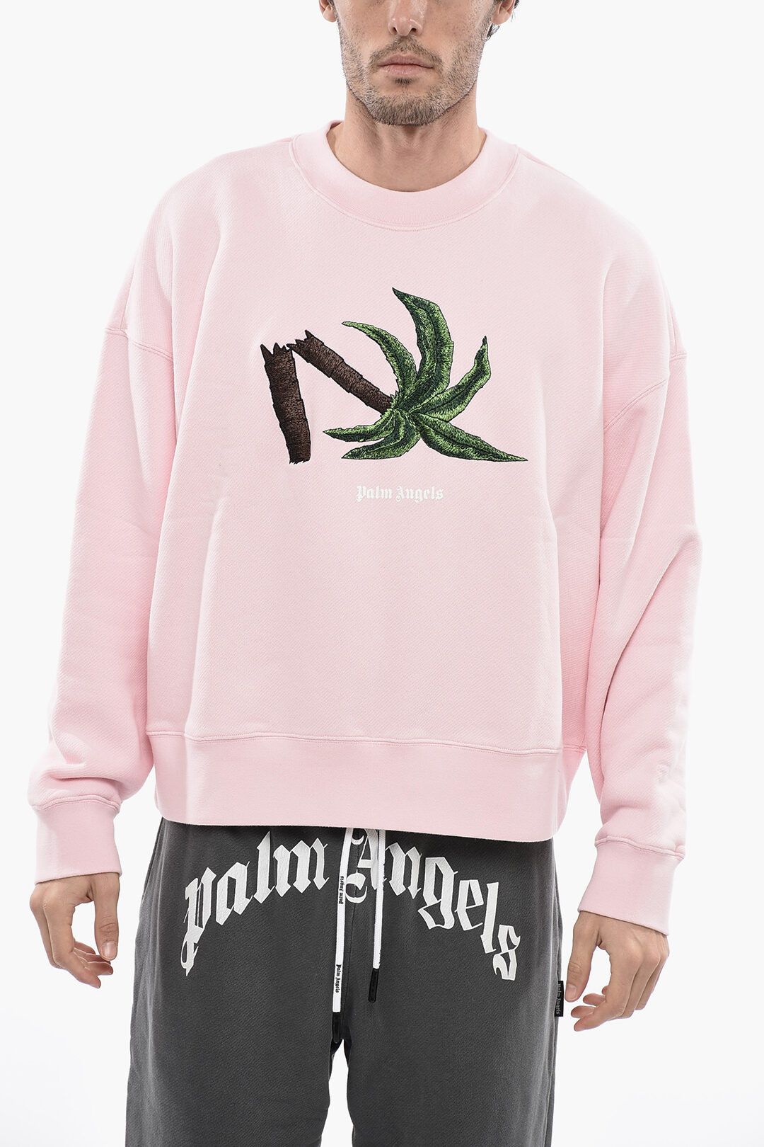 image of Palm Angels Og1Mm0524 Crewneck Sweatshirt In Pink, Men's (Size XL)