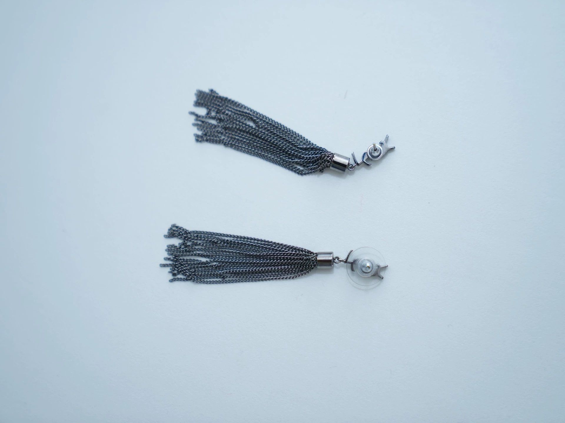 Yves Saint Laurent YSL Silver Letter Tassel Earrings Size ONE SIZE - 2 Thumbnail