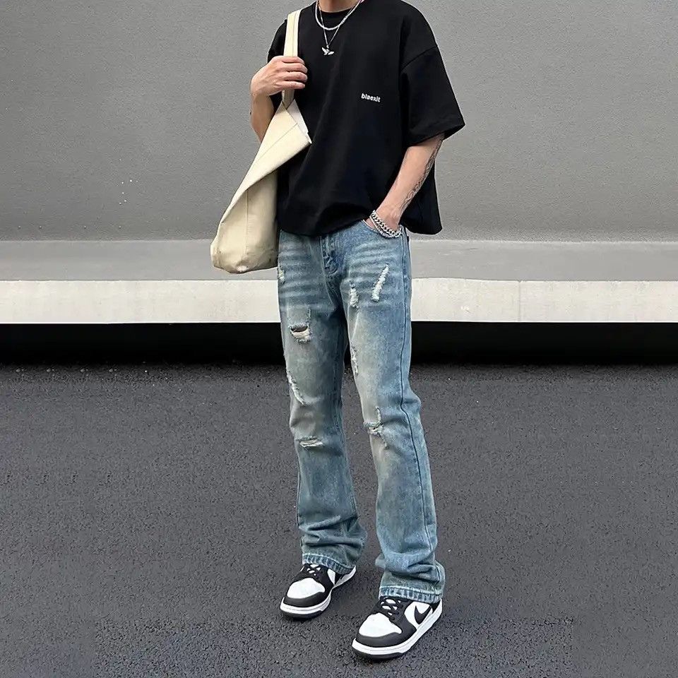 Ripped slim jeans mens