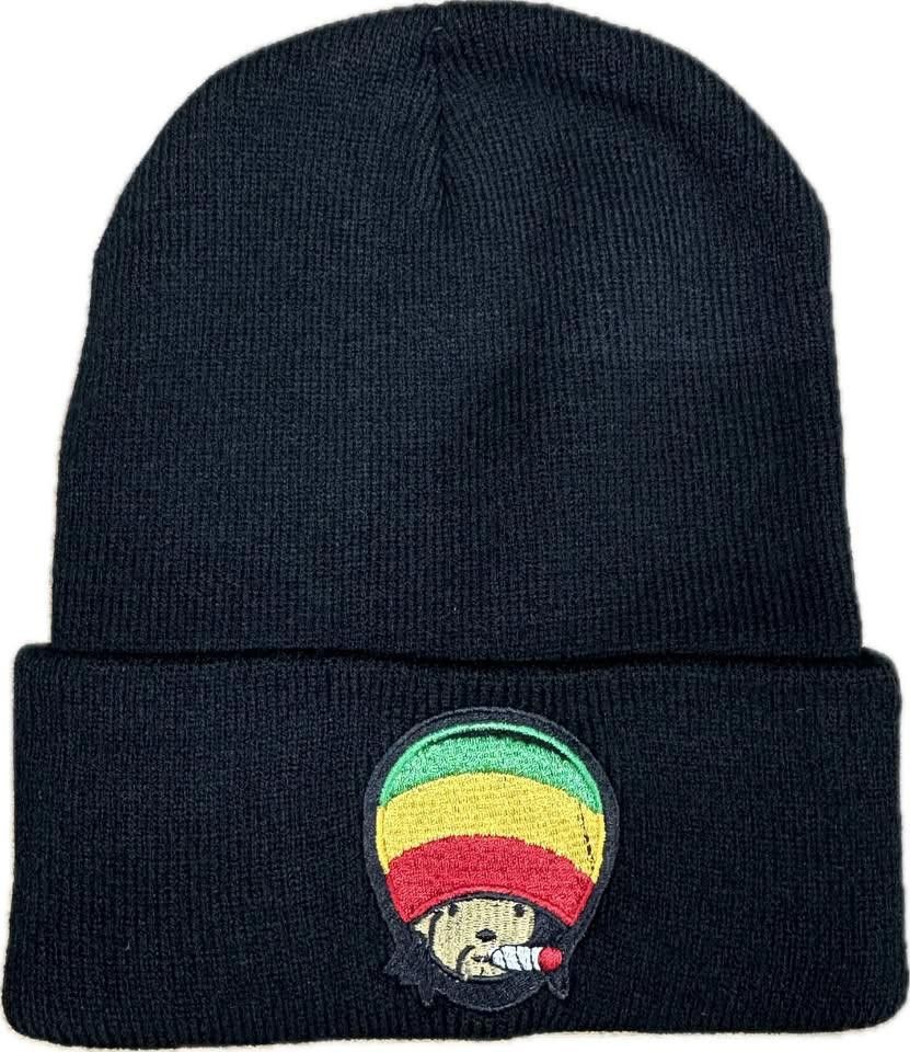 Designer Rasta Bob Marley Burning Ganja Wearing a Beanie Beanie NEW Size ONE SIZE - 2 Thumbnail
