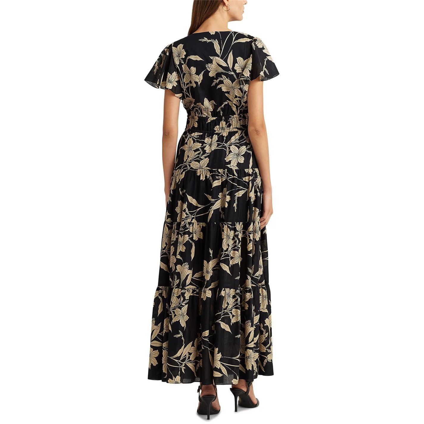 Lauren Ralph Lauren o1g2r1mq0825 Tofleur Maxi Dress in Black/Tan Size M / US 6-8 / IT 42-44 - 3 Thumbnail