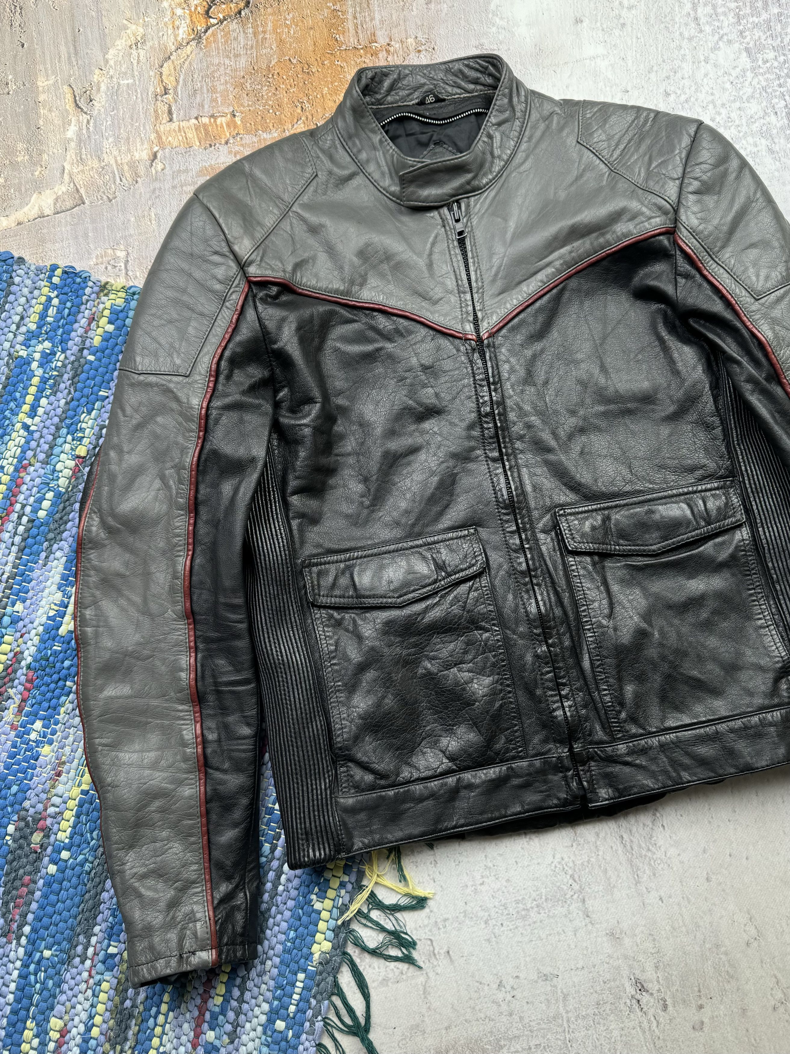 Vintage Vintage Leather Biker Moto Jacket A129D15(153) Size US M / EU 48-50 / 2 - 2 Thumbnail