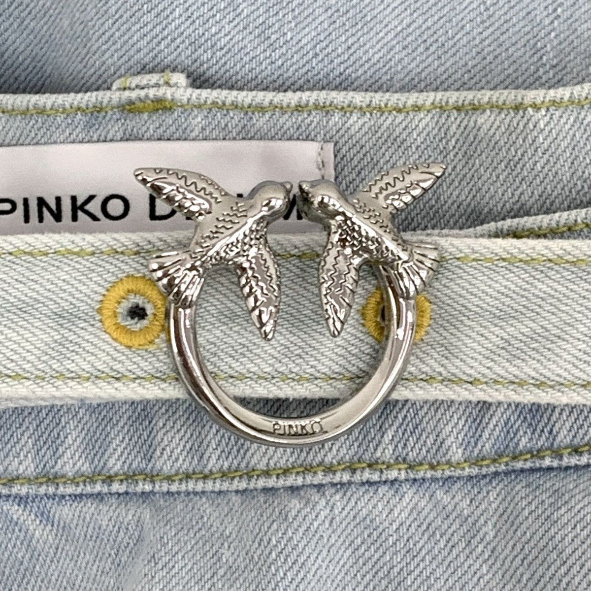 Pinko Pinko Light Blue Cotton Logo Belt Denim Mini Skirt K26WX Size 27" / US 4 / IT 40 - 6 Thumbnail