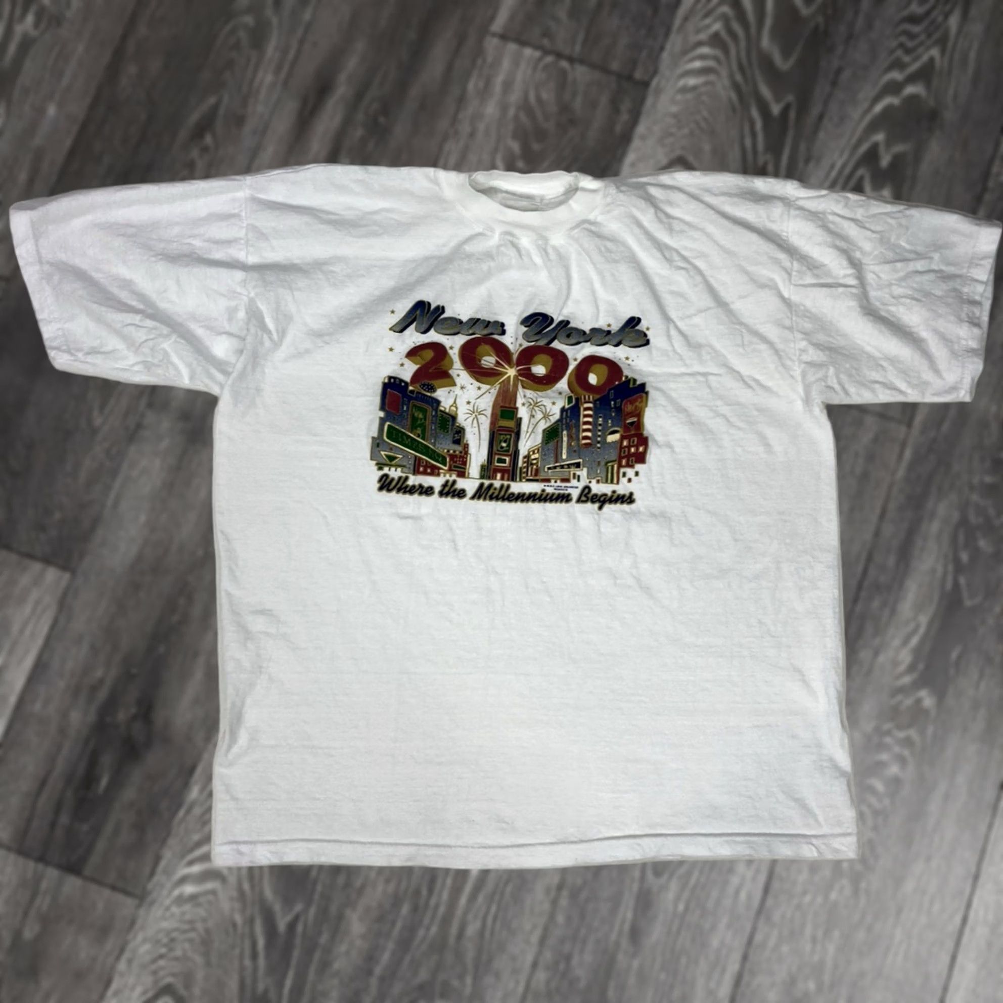 Vintage VINTAGE New York 2000 Where The Millenium Begins Graphic T-shirt Men XL Shirt Mens White 90s City Logo Size US XL / EU 56 / 4 - 1 Thumbnail