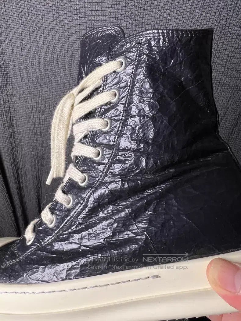Rick Owens Rick Owens 25SS paper foil multi-hole high-top sneaker wit Size US 13 / EU 46 - 3 Thumbnail