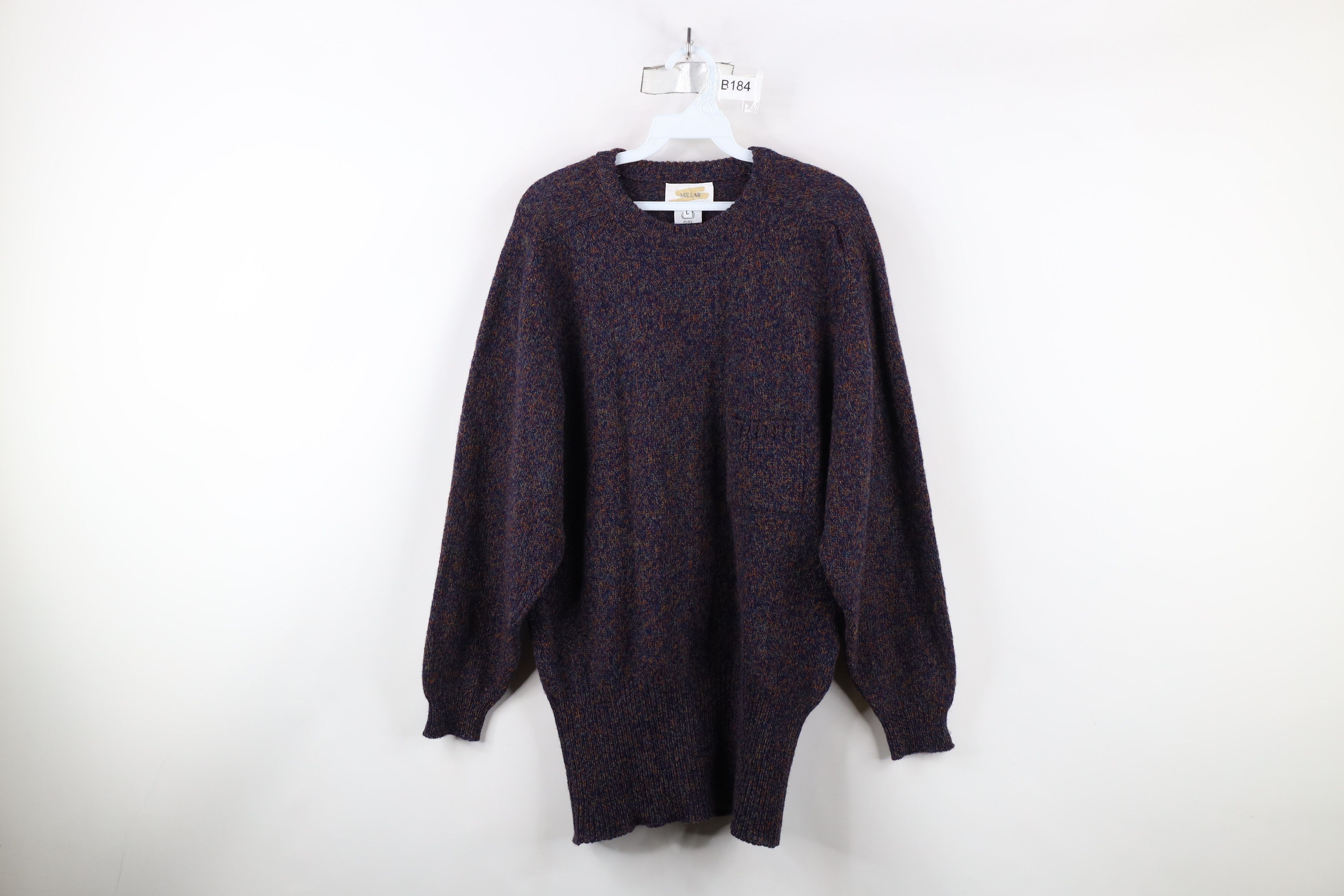 Vintage Vintage 90s Streetwear Pure Irish Wool Knit Pocket Sweater Size L / US 10 / IT 46 - 1 Thumbnail