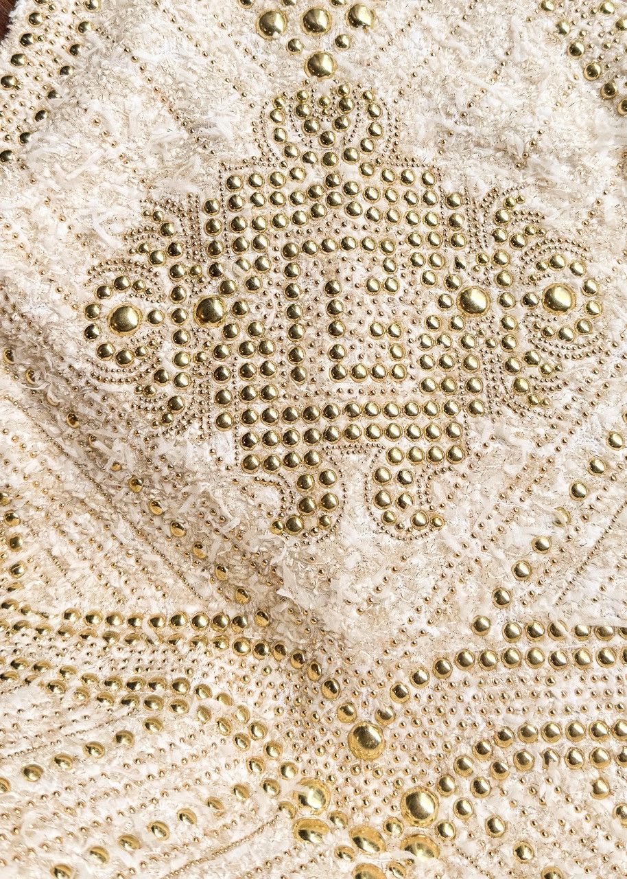 Balmain Balmain Ivory Gold Studded Embellished Tweed Dress Size XXL / US 16-18 / IT 52-54 - 5 Thumbnail