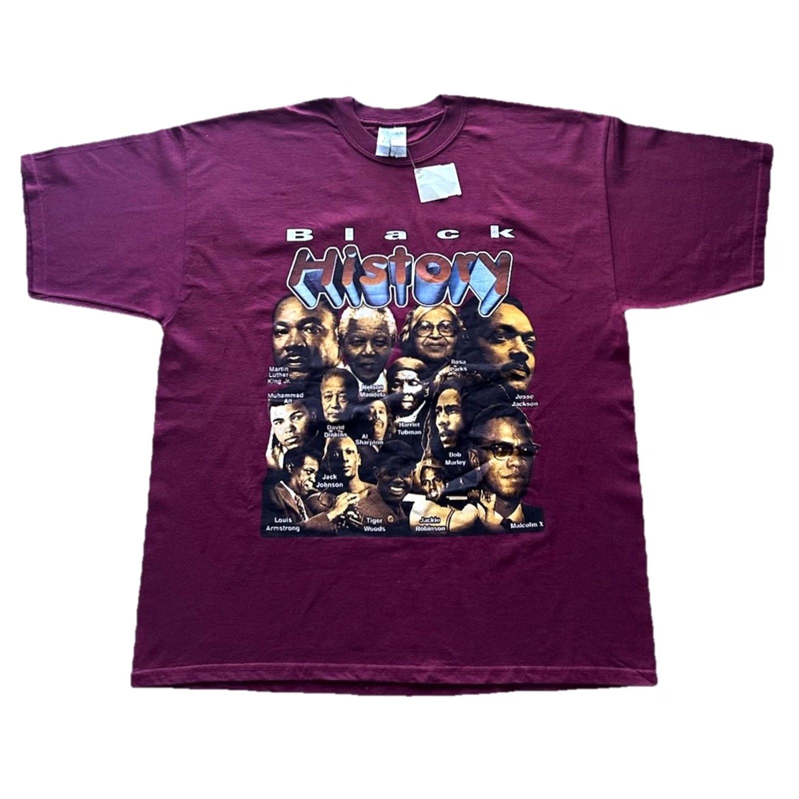 Gildan VINTAGE 90s 1995 Black American MLK MLK Rap Tee Gildan T-Shirt 2XL US USA Burgundy NWT Size US XXL / EU 58 / 5 - 2 Thumbnail