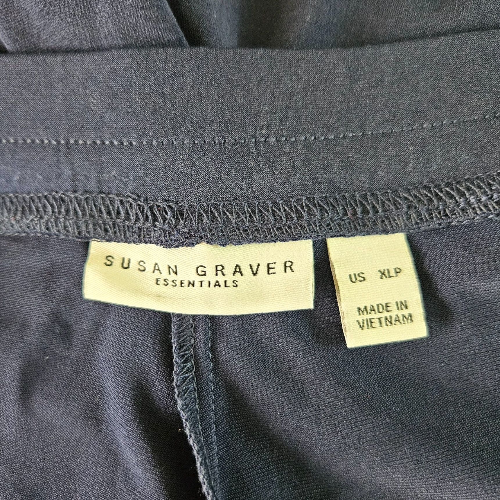 Vintage SUSAN GRAVER Womens Cropped Pants Sz XLP Blue High Rise Pull On Front Flat Front Inseam 23 Style Cropped Size 40" / US 18 - 7 Thumbnail