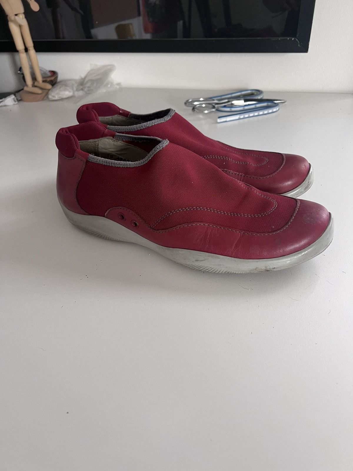 Prada × Vintage Prada Vintage Red Leather Slip Ons Size US 10.5 / EU 43-44 - 1 Thumbnail