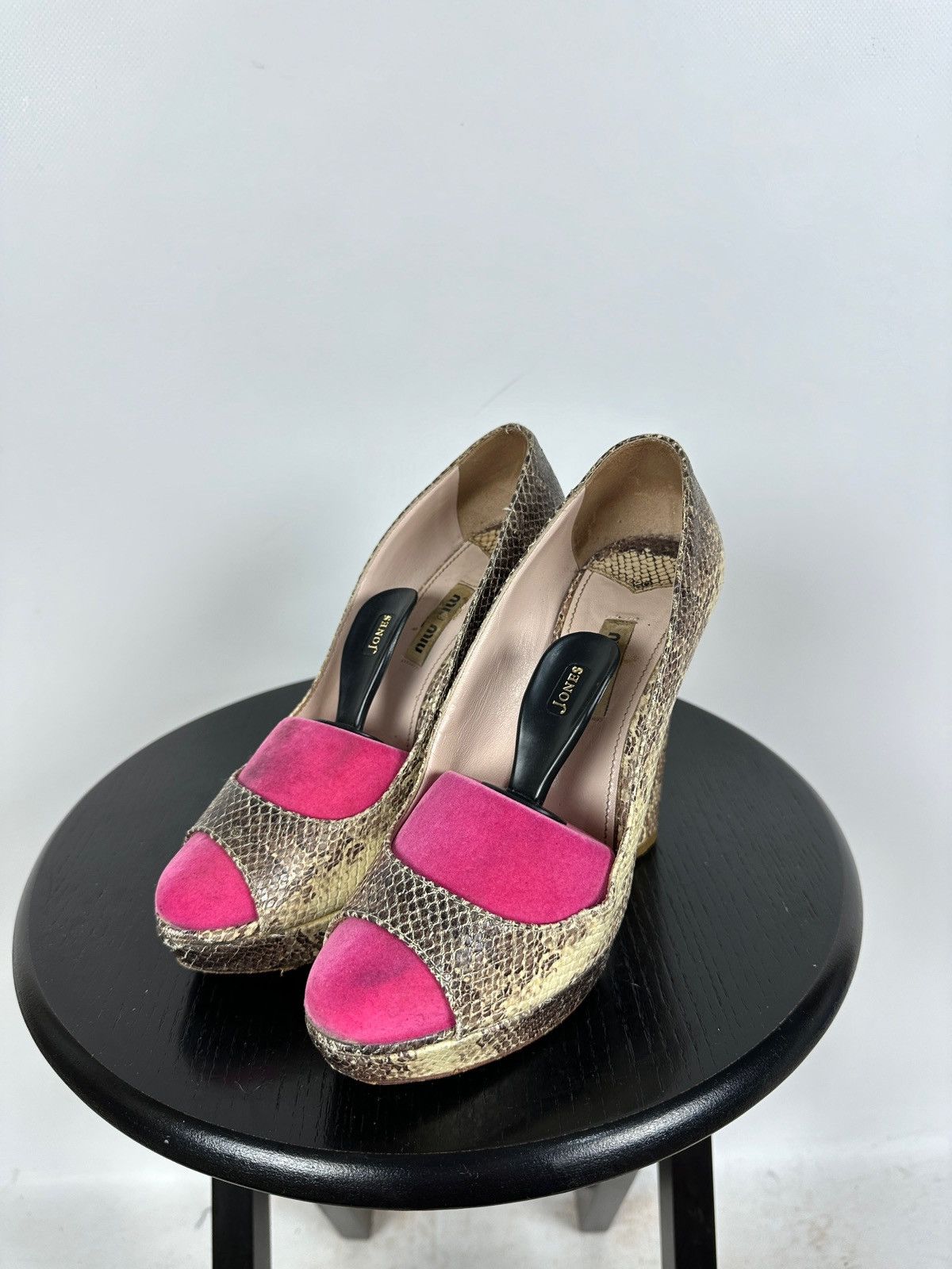 Miu Miu Miu Miu Snake Leather Platform Pumps Heel Size US 7 / IT 37 - 8 Thumbnail