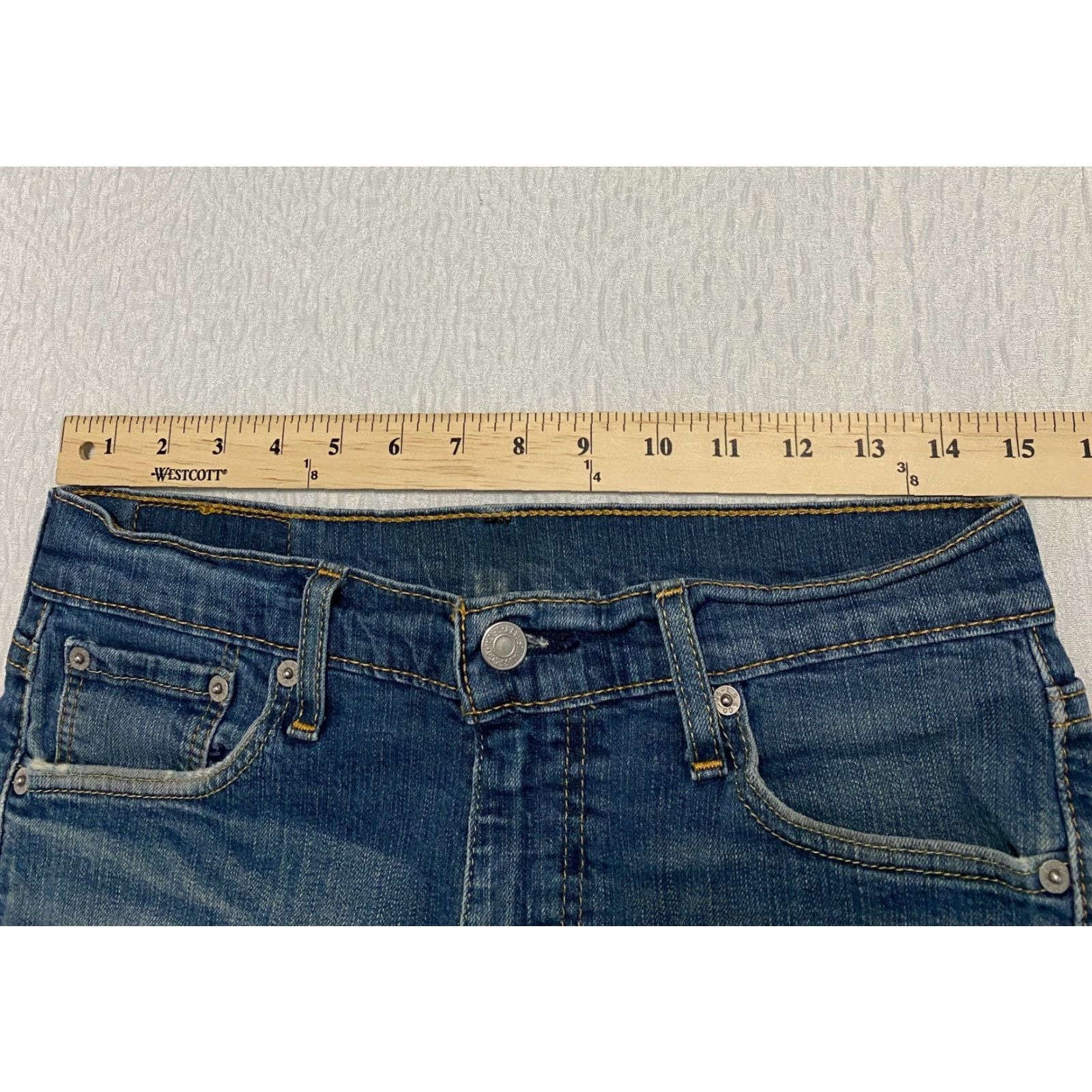 Levi's Levis 513 Slim Straight Jeans Size 30x32 Blue Distressed Faded Whiskers Size US 30 / EU 46 - 3 Thumbnail