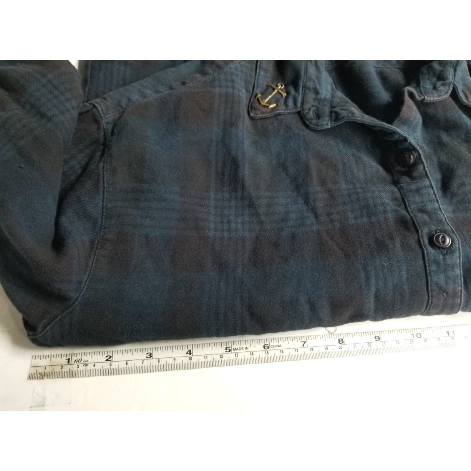 Vintage Dark Seas Men's Long Sleeve Button-Down Plaid Flannel Shirt Blue Small Size US S / EU 44-46 / 1 - 3 Thumbnail
