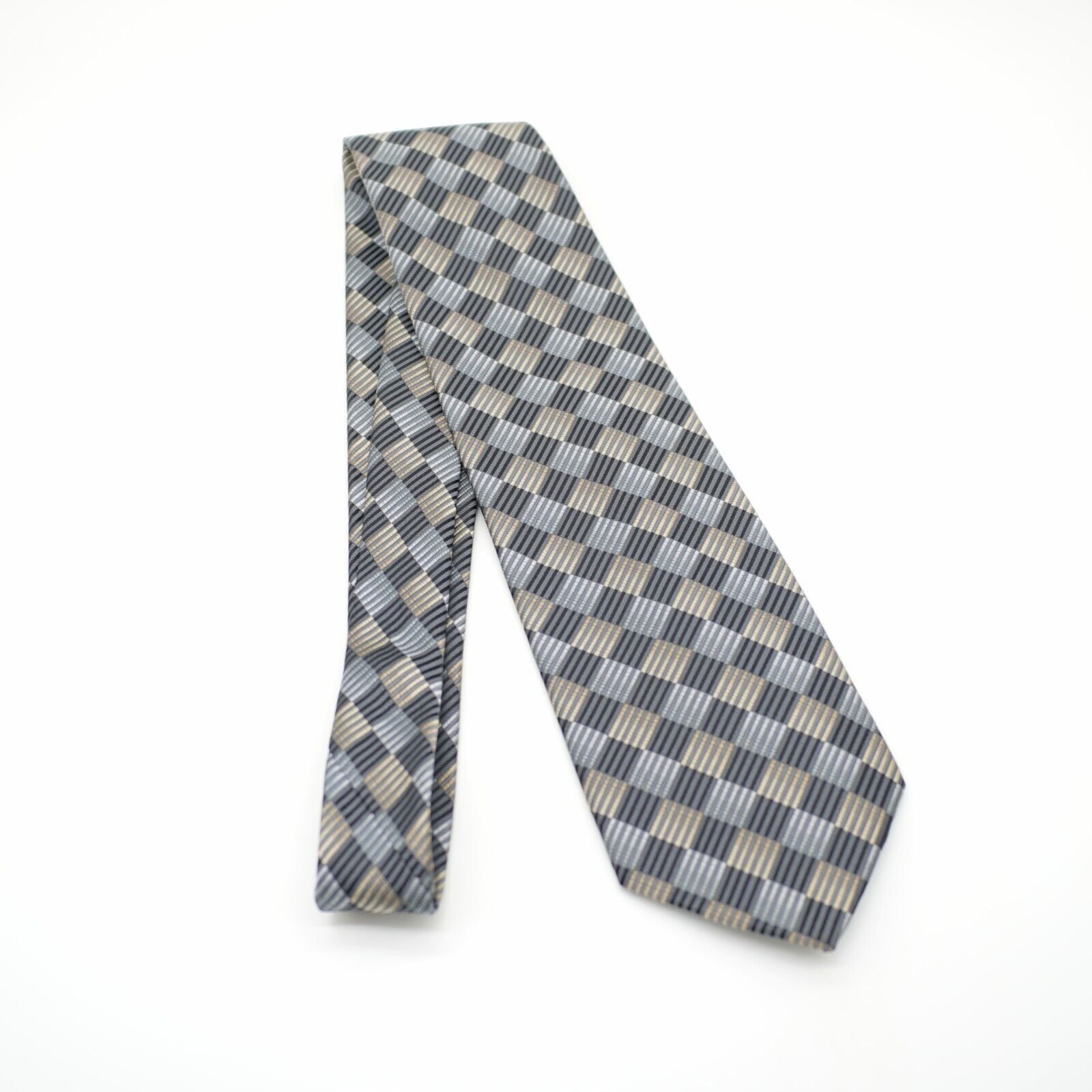 Joseph & Feiss Joseph & Feiss International Gray Tan Plaid Wide Woven Silk Size ONE SIZE - 6 Thumbnail