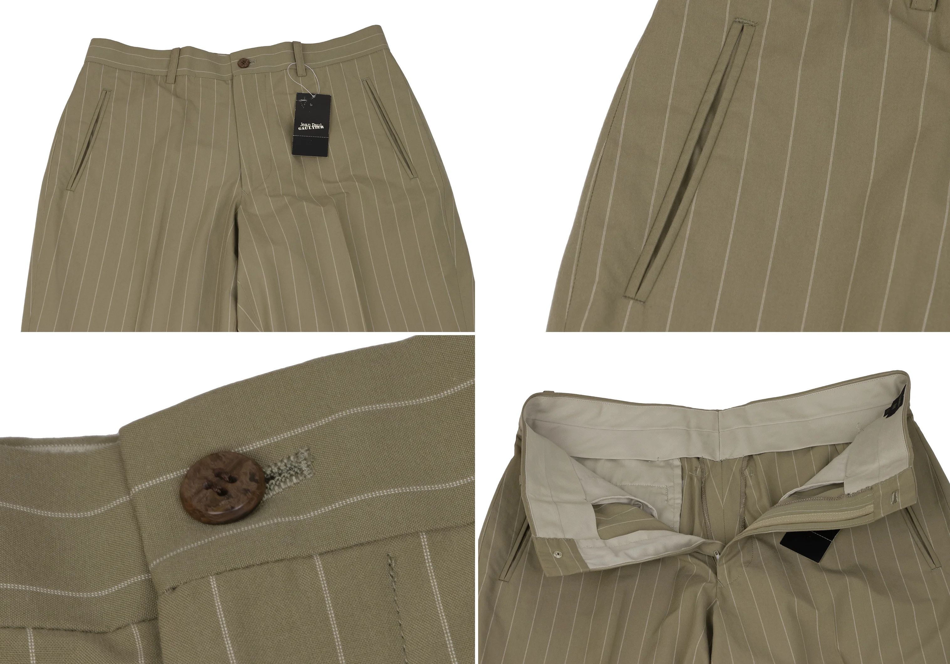 Jean Paul Gaultier Cotton Flower Print Stripe Set Up in Beige, Size 48 Size US M / EU 48-50 / 2 - 13 Thumbnail
