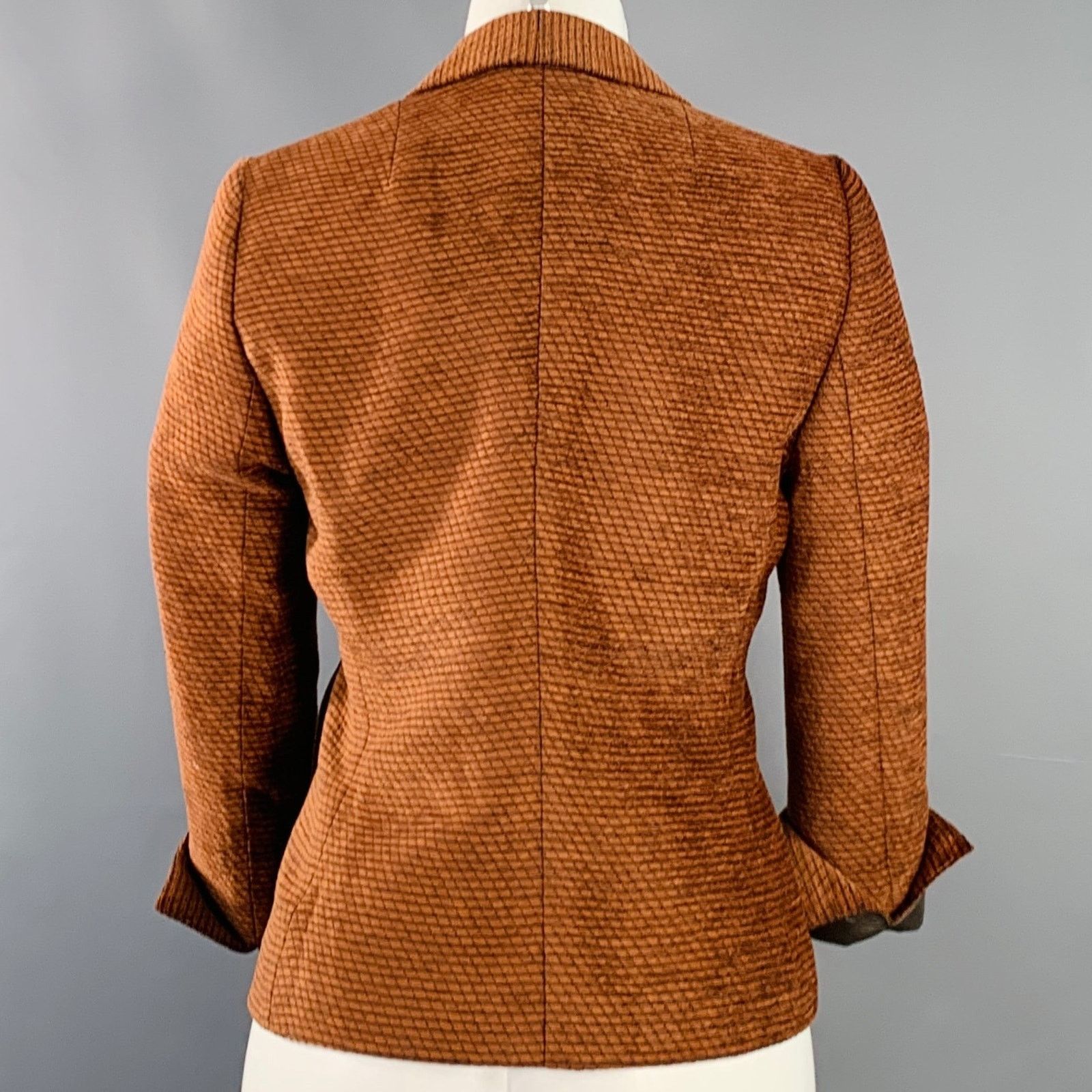 Akris AKRIS Orange Polyester Cotton Velvet Leather Cuffs Blazer Size M / US 6-8 / IT 42-44 - 5 Thumbnail