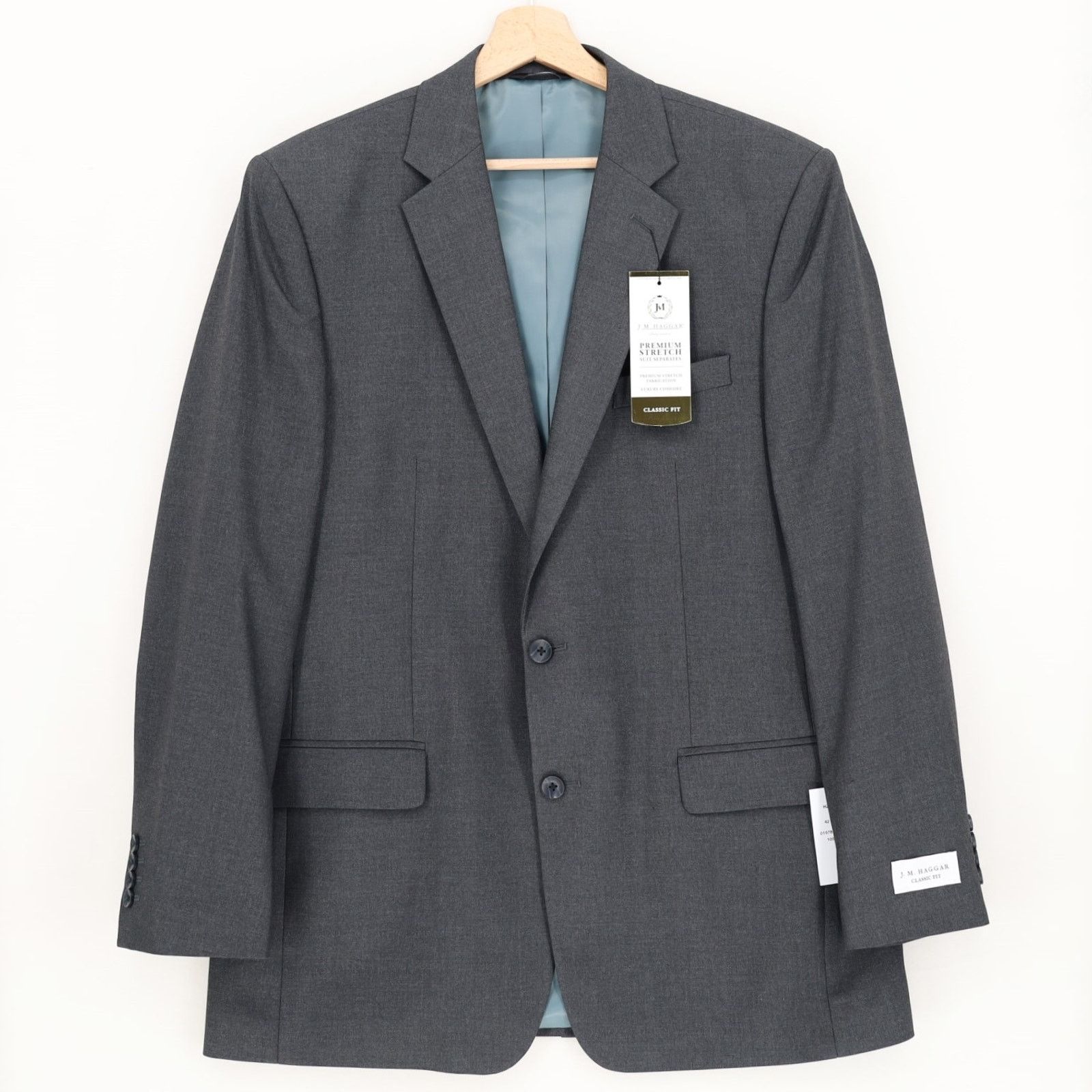Haggar J.M. Haggar Men's Medium Gray Classic Fit Suit Jacket 42L Size 42L - 3 Thumbnail