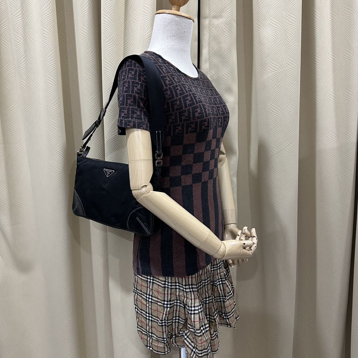 AUTHENTIC PRADA TESSUTO BAGUETTE SHOULDER BAG