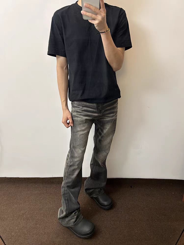 Japanese Brand × Jean Aged Street Hip Hop Heavy Y2K Wash Micro Flare Jeans Size US 34 / EU 50 - 5 Thumbnail