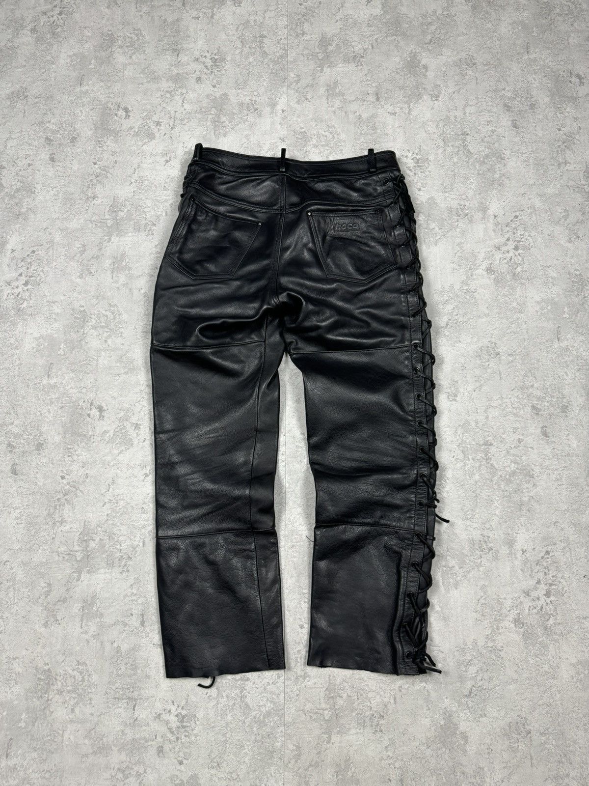 Genuine Leather Vintage Genuine Leather Motorcycle Biker Pants Stripes Siz52 Size US 35 - 9 Thumbnail