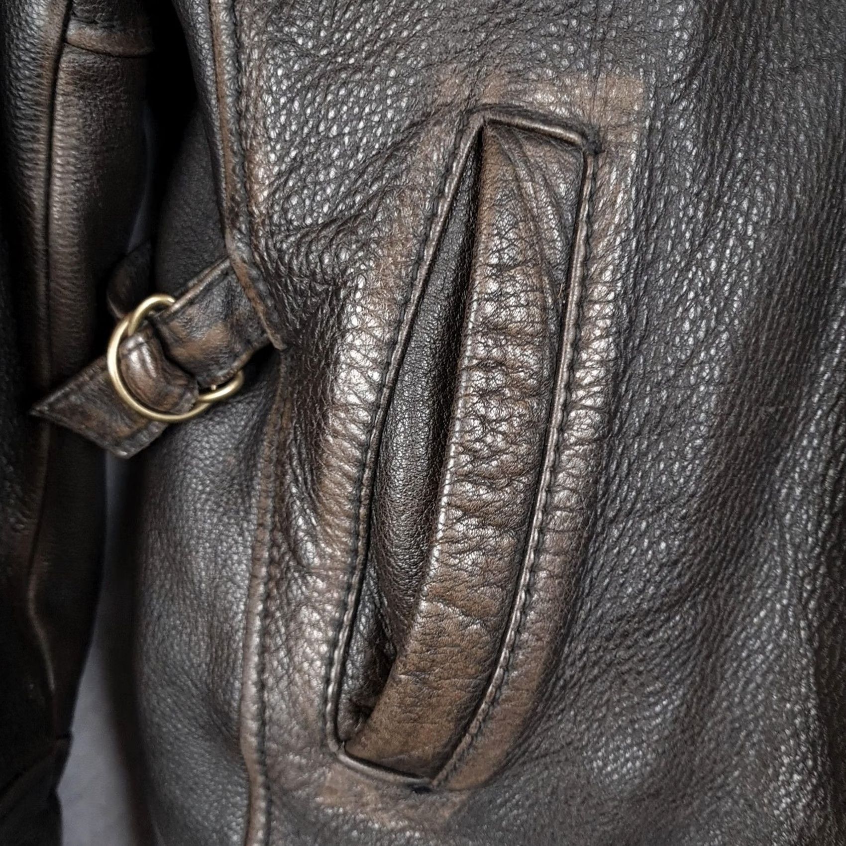 Lucky Brand Lucky Brand Jacket Mens XL Brown Leather Full Zip Lined Bomber Dungarees America Leather Size US 36 / EU 52 - 6 Thumbnail
