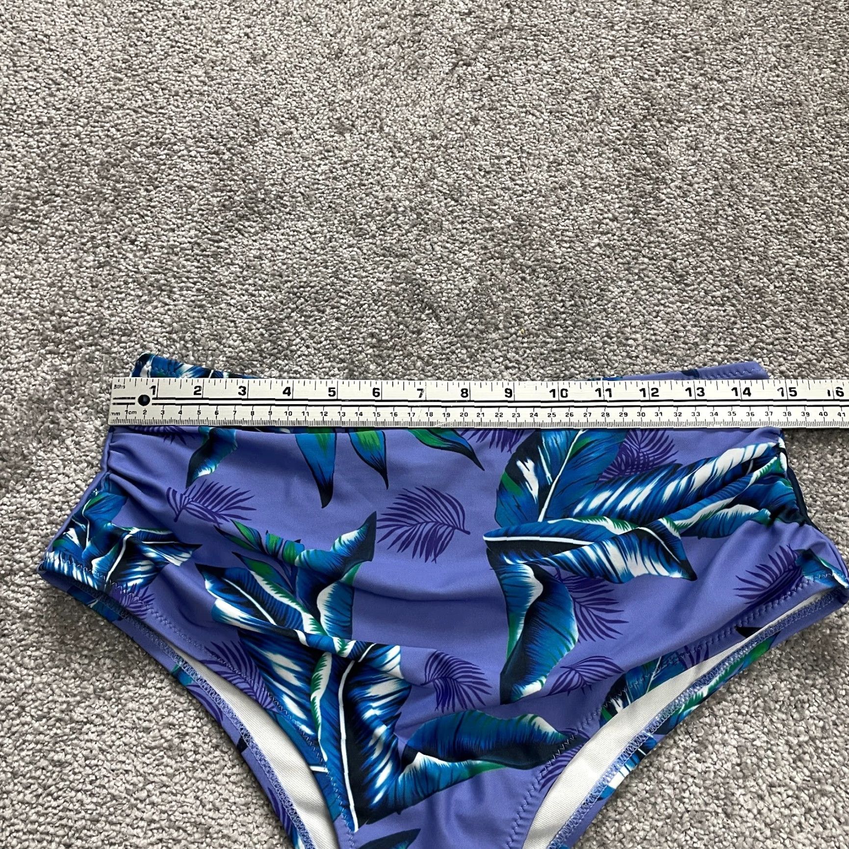 Shein Shein Bikini Bottom Womens Medium Blue Floral High Rise Stretch Tropical Beach Size 32" / US 10 / IT 46 - 5 Thumbnail