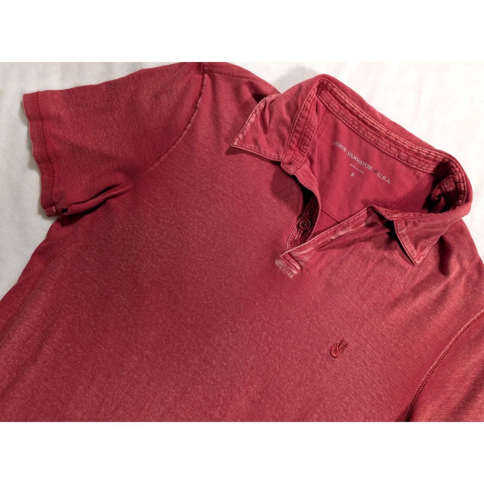 John Varvatos John Varvatos Polo Shirt Pullover Striped Collared Peace Logo Red Men's Small Size US S / EU 44-46 / 1 - 2 Thumbnail