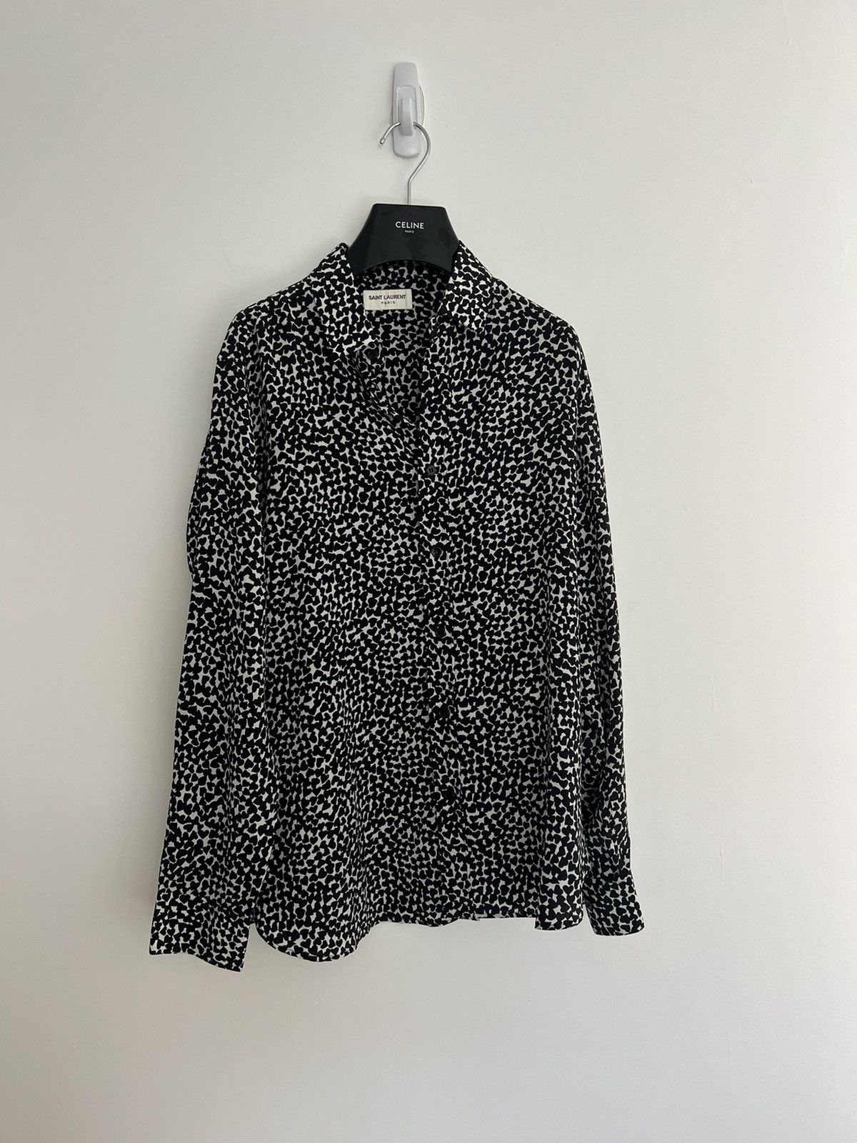 Saint Laurent Paris Hedi silk hearts shirt Size US M / EU 48-50 / 2 - 1 Thumbnail