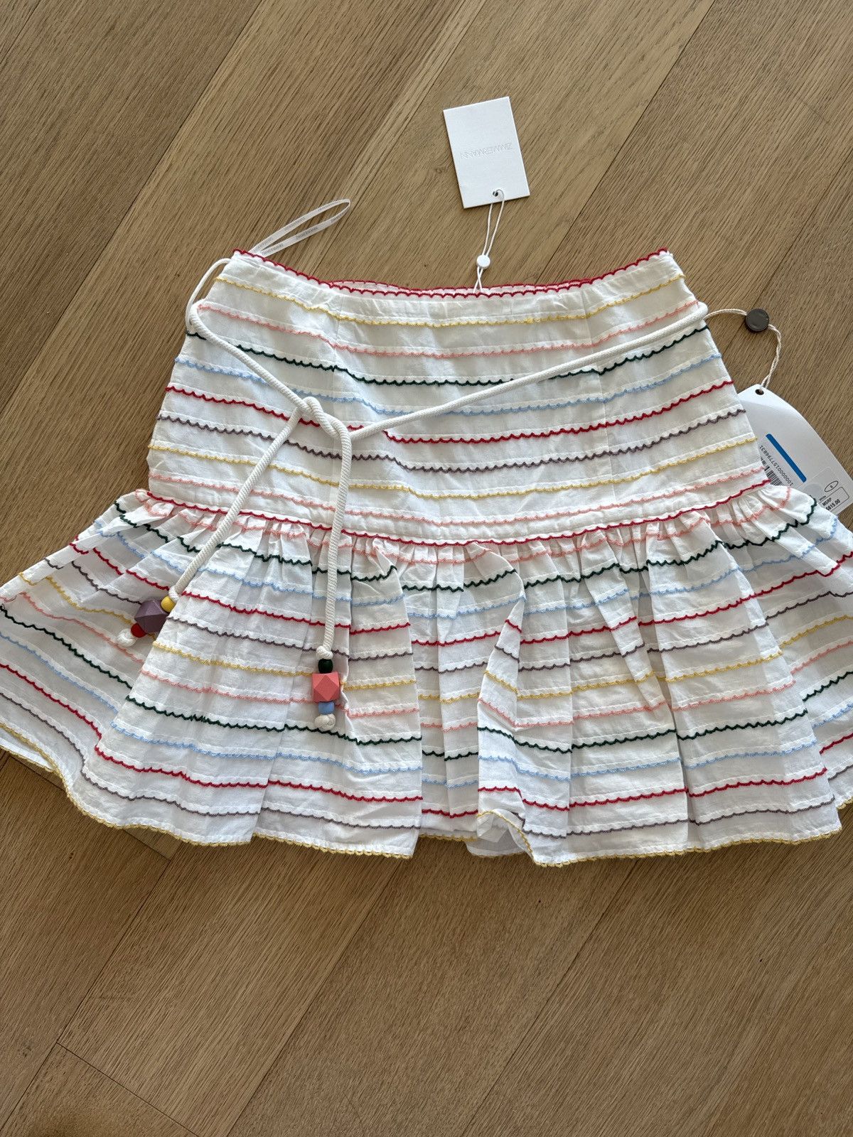 Zimmermann NEW Zimmerman Scallop Stripe Mini Skirt size 1 Size 28" / US 6 / IT 42 - 1 Thumbnail